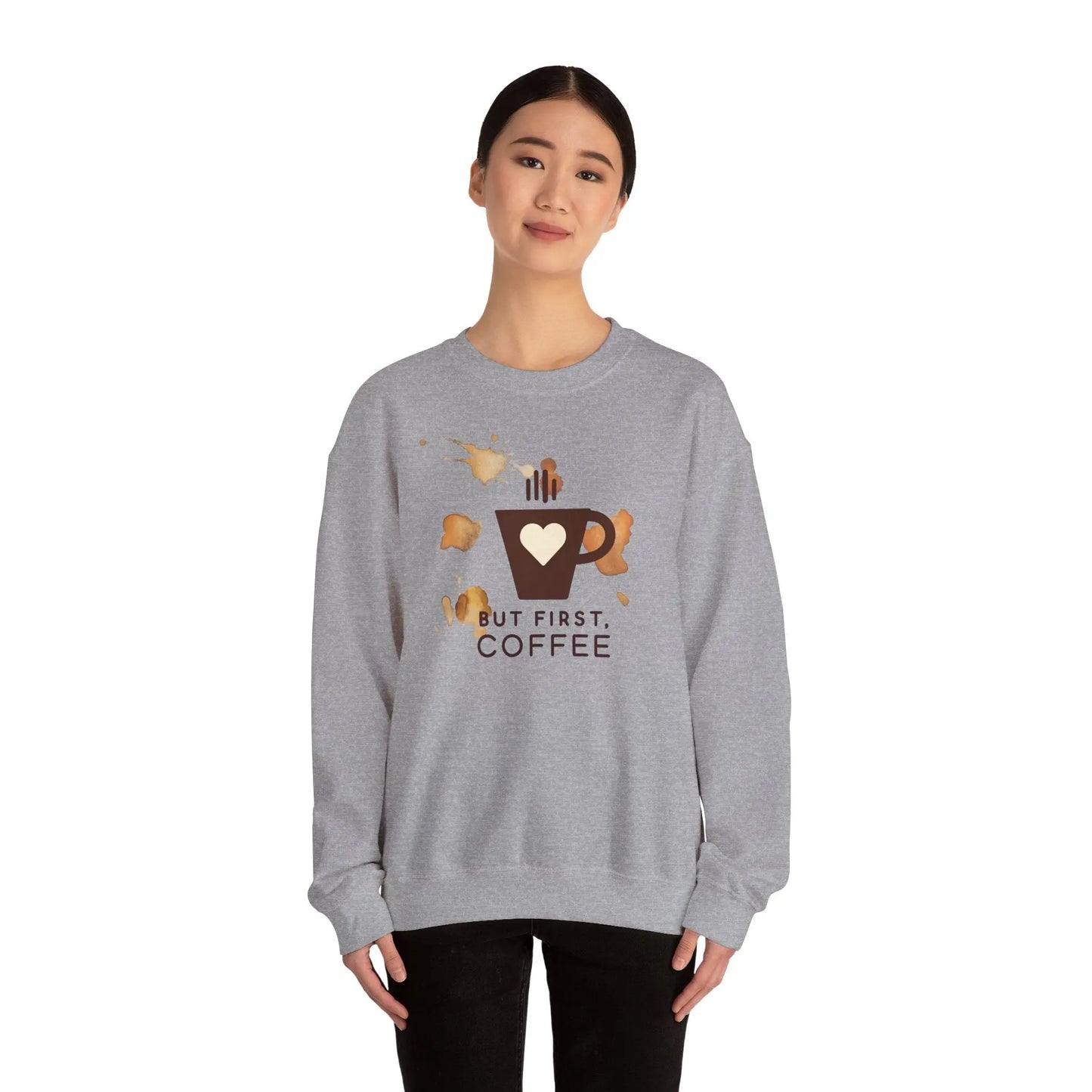 Copy of But First Coffee | Unisex Sweater -o XO HERZ XO - Single Design Front | Liebe | Kaffeefleck Pullover | Herz Pulli | Jumper Printify