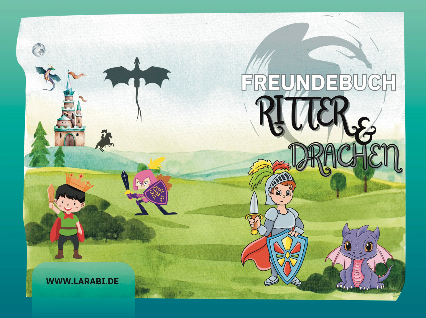 Freundebuch Ritter & Drachen | Freundealbum für Kinder | Mittelalter & Abenteuer | Geschenk für Jungen & Mädchen | Freundebuch Schule & Kindergarten - LARABI