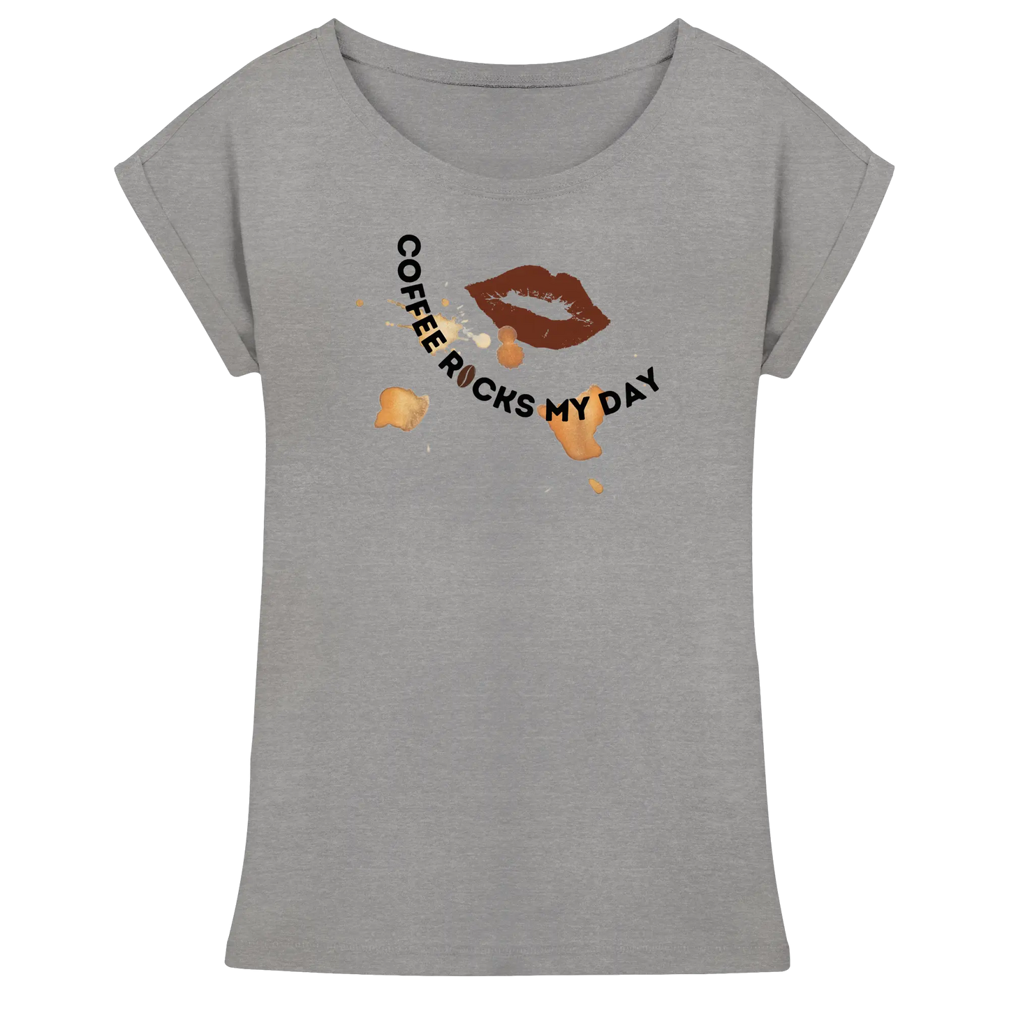 Coffee Rocks My Day | T-Shirt | Kaffeedesign | Geschenk Kaffeeliebhaber | LARABIdesign - Womens Extended Shoulder T-Shirt LARABI