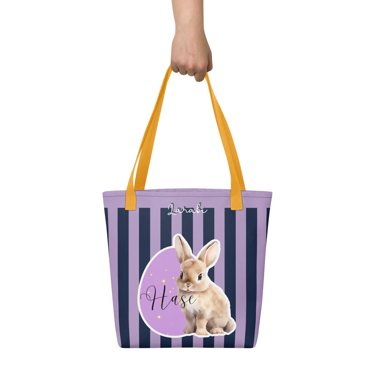 Tragetasche Tote Bag Osterhase Lila Streifen LARABI