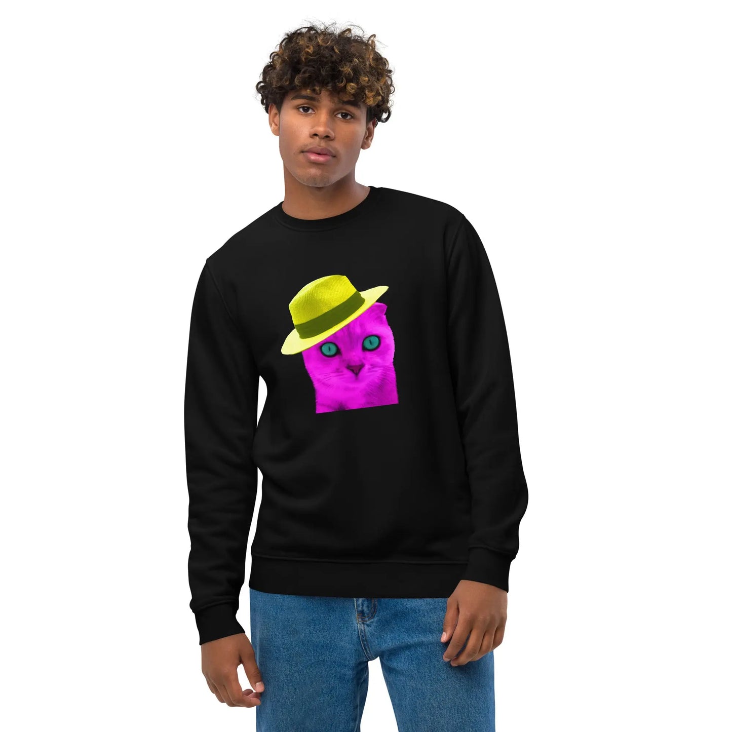 Katze mit Hut Unisex Bio-Pullover LARABI