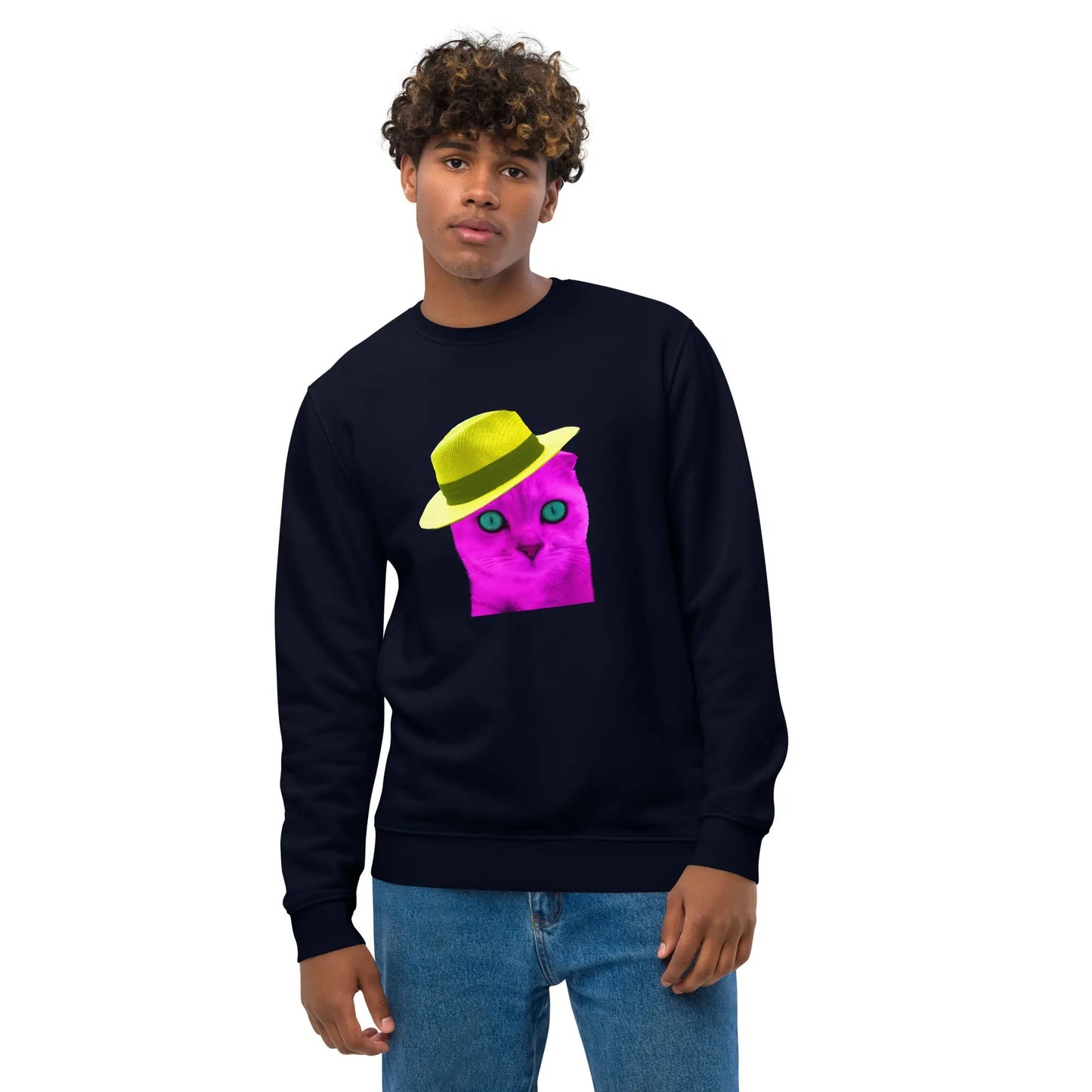 Katze mit Hut Unisex Bio-Pullover LARABI
