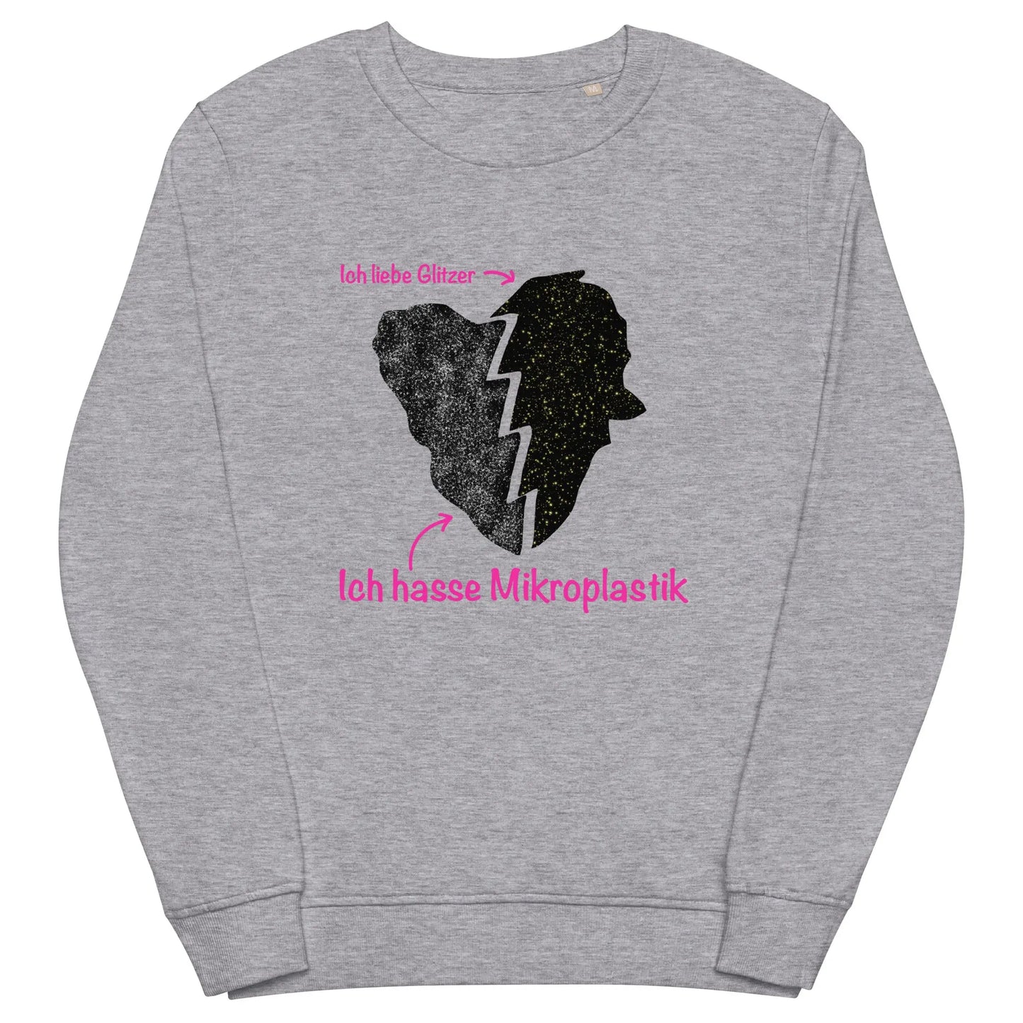 Unisex Bio-Pullover ‚Ich liebe Glitzer…‘ LARABI