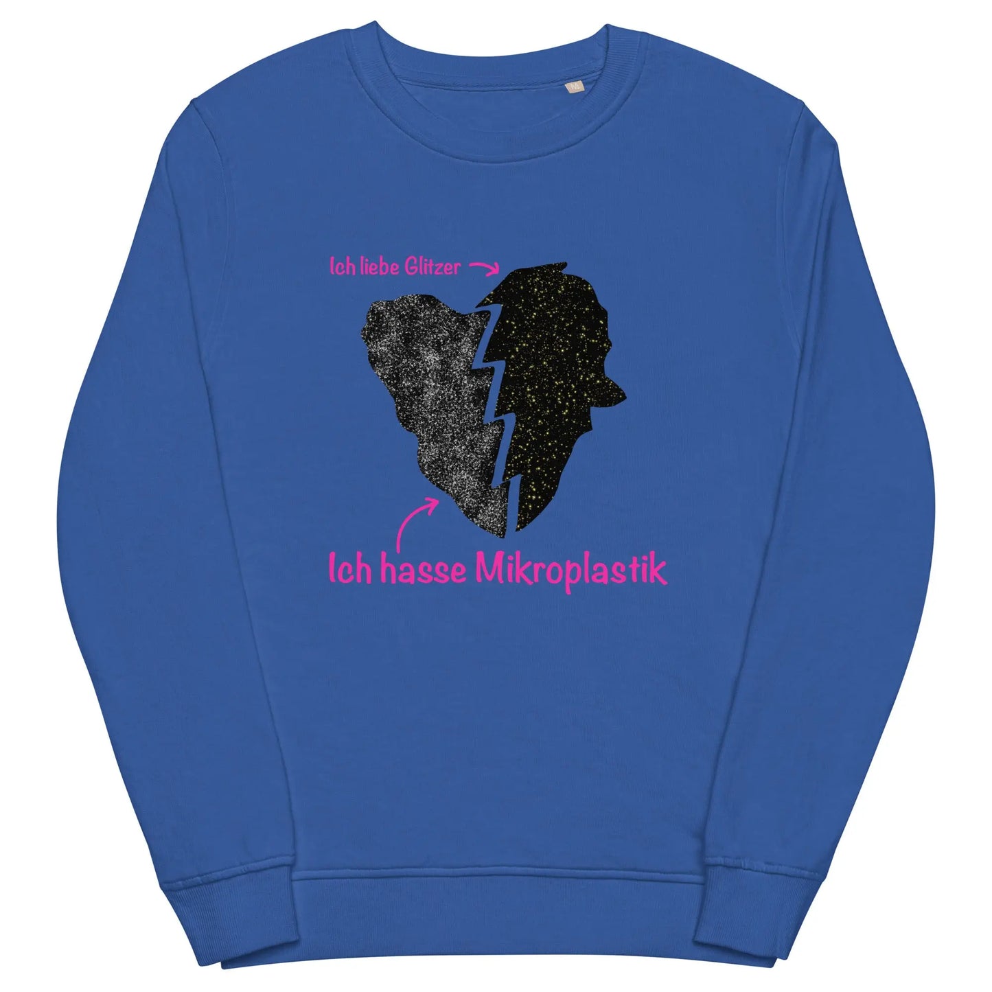 Unisex Bio-Pullover ‚Ich liebe Glitzer…‘ LARABI