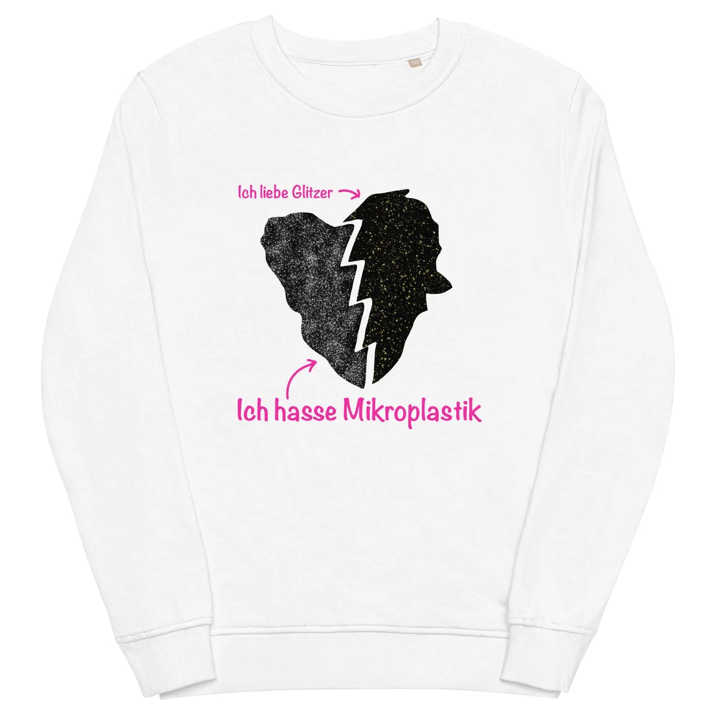 Unisex Bio-Pullover ‚Ich liebe Glitzer…‘ LARABI