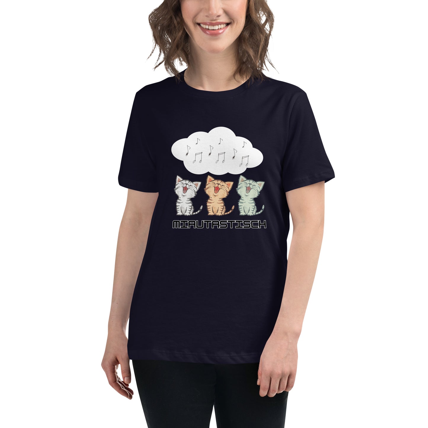 Lockeres Damen-T-Shirt Miautastisch