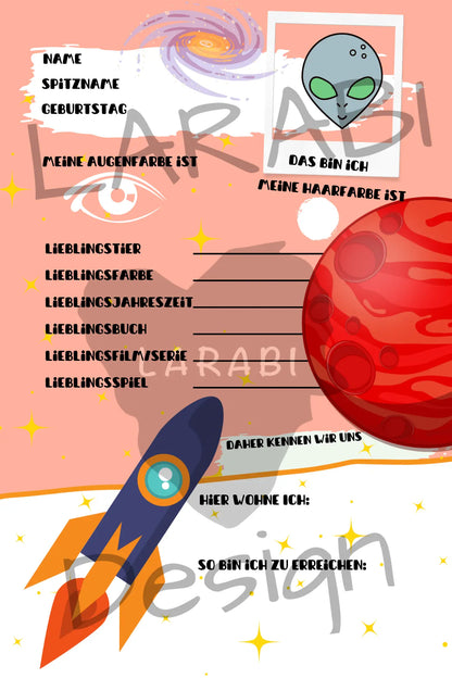 Freundebuch Weltraum | Freundealbum für Kinder | Astronauten & Planeten | Geschenk für Jungen & Mädchen | Freundebuch Schule & Kindergarten - LARABI