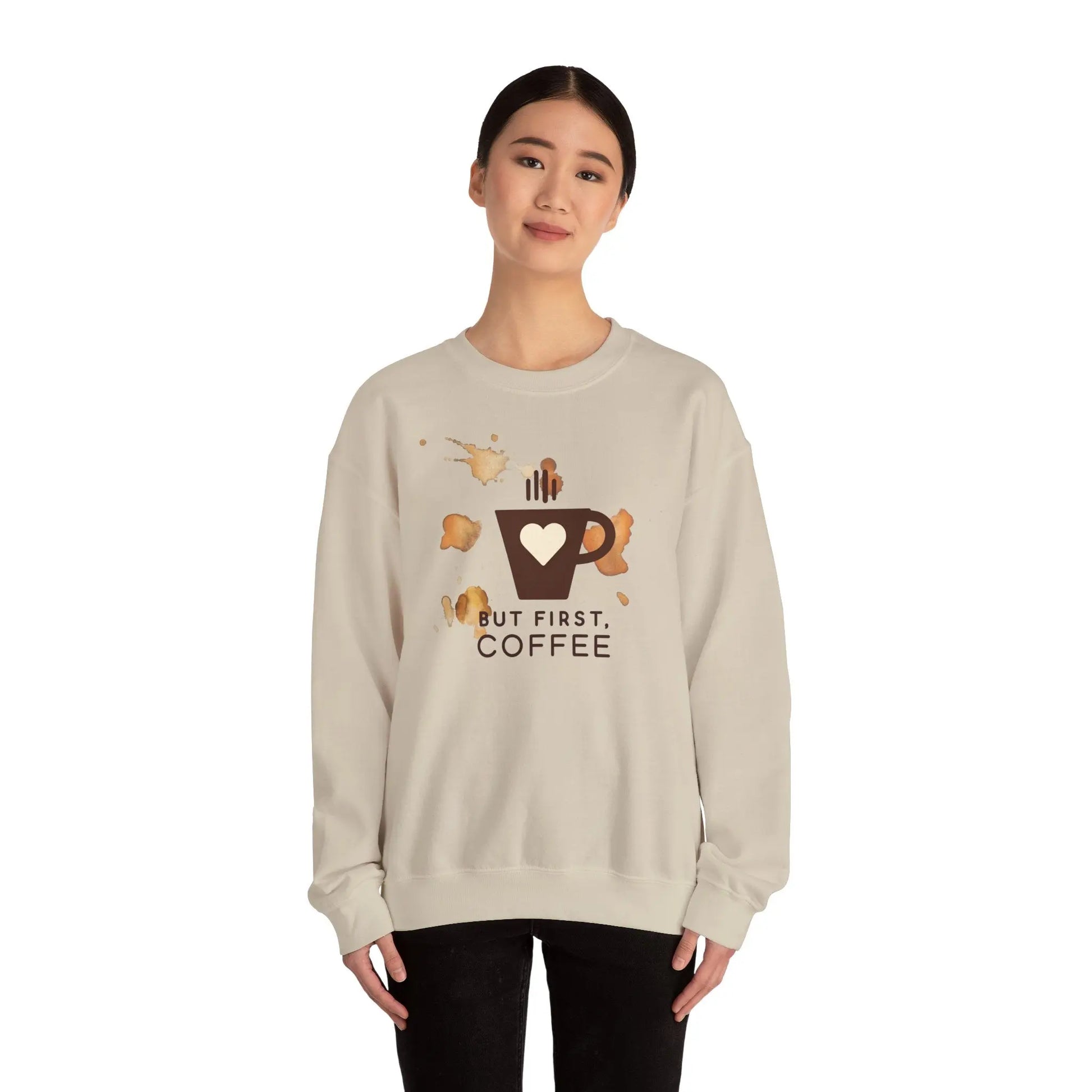 Copy of But First Coffee | Unisex Sweater -o XO HERZ XO - Single Design Front | Liebe | Kaffeefleck Pullover | Herz Pulli | Jumper Printify