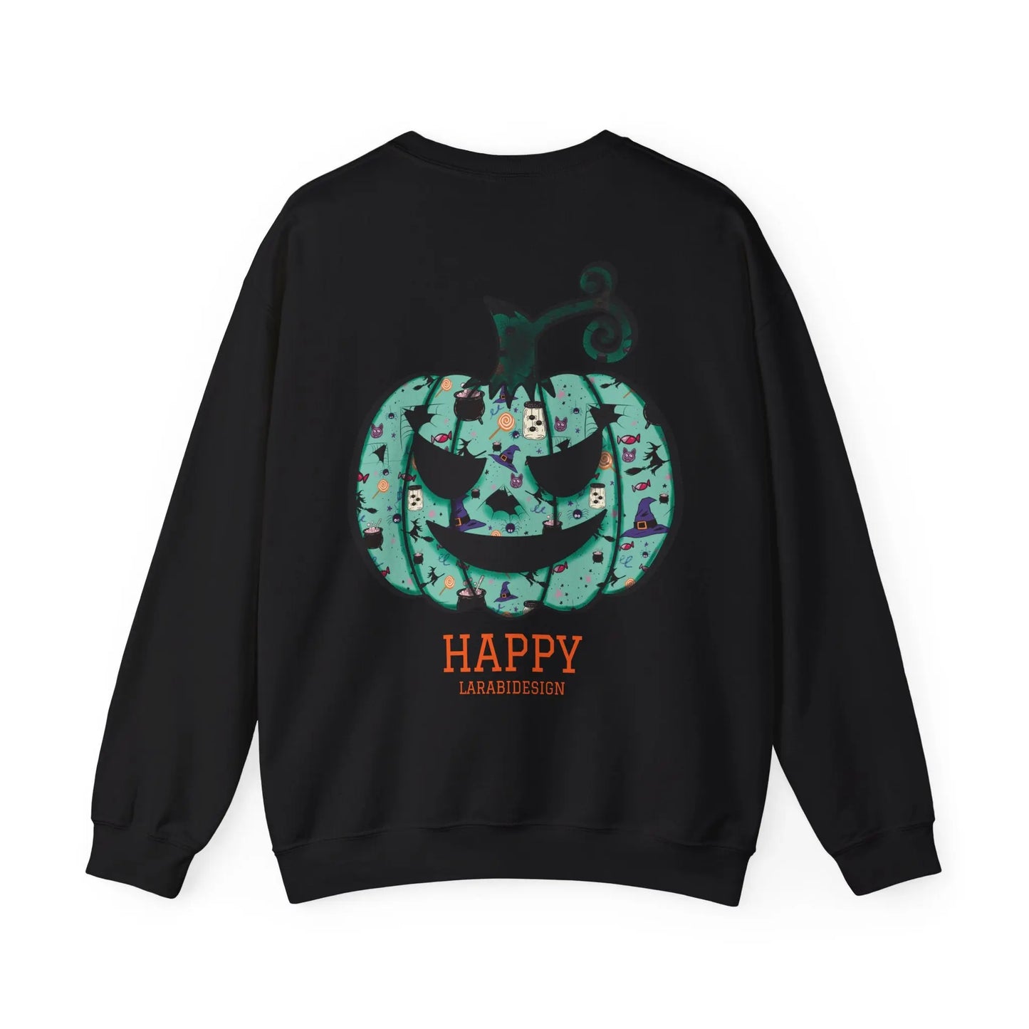 Halloween Sweatshirt | Türkiser Kürbis Pullover | Happy Halloween | Cozy Unisex Sweater | Larabi Design Printify