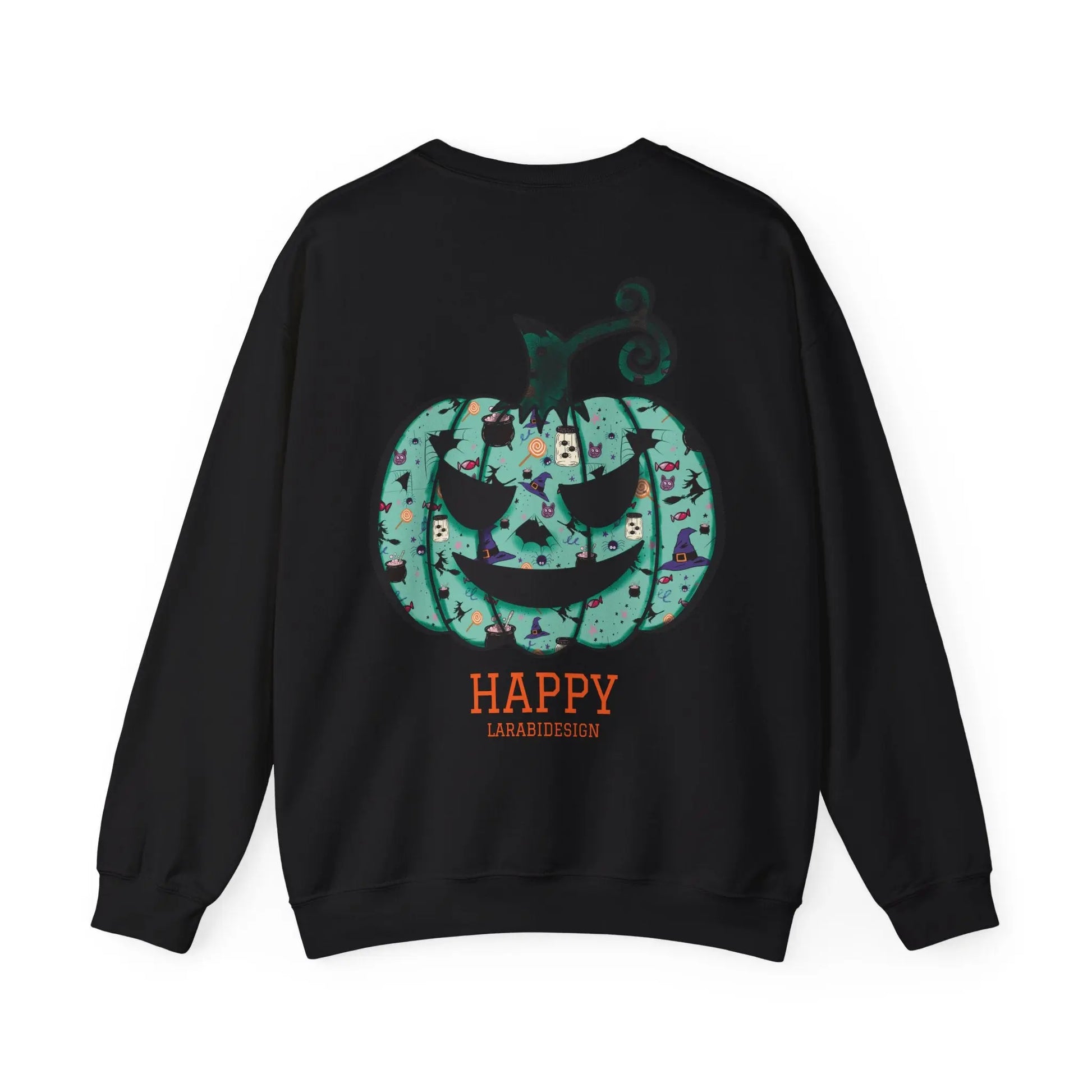 Halloween Sweatshirt | Türkiser Kürbis Pullover | Happy Halloween | Cozy Unisex Sweater | Larabi Design Printify