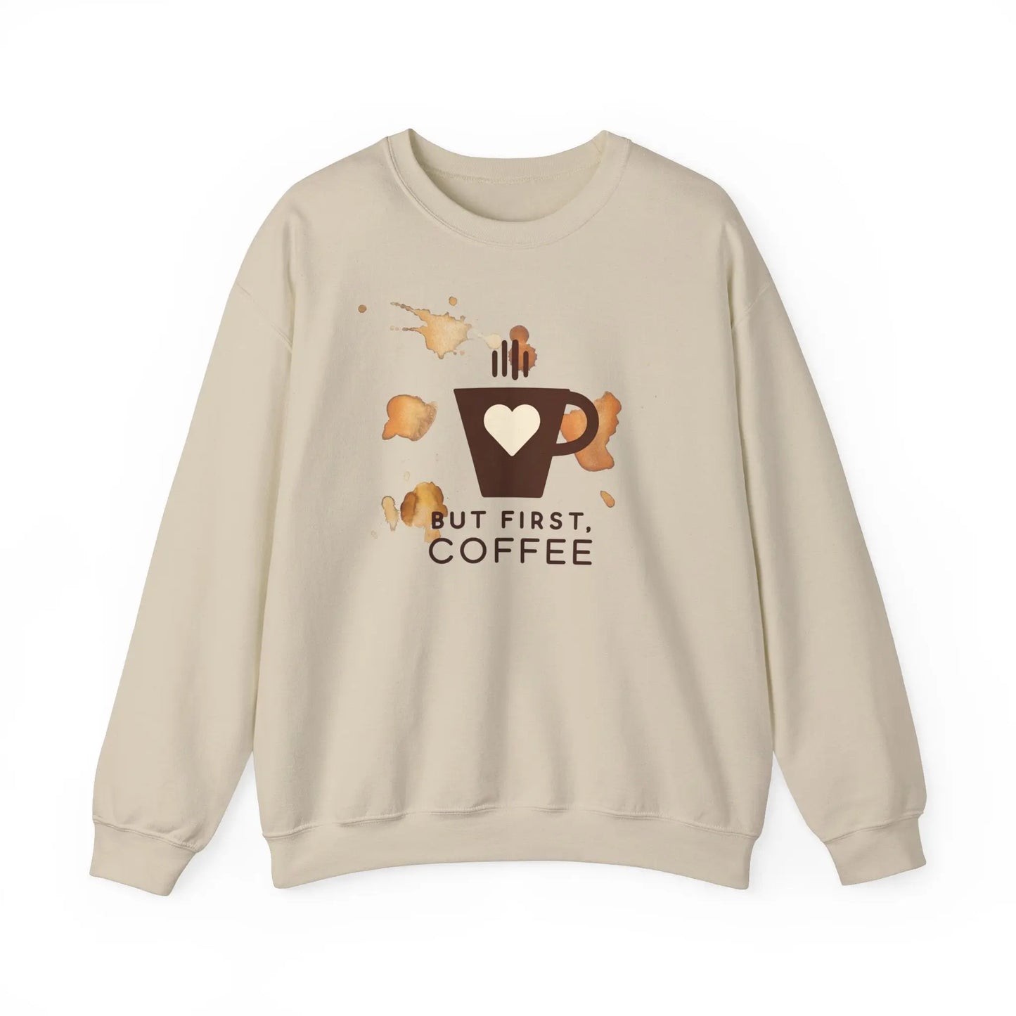 Copy of But First Coffee | Unisex Sweater -o XO HERZ XO - Single Design Front | Liebe | Kaffeefleck Pullover | Herz Pulli | Jumper Printify