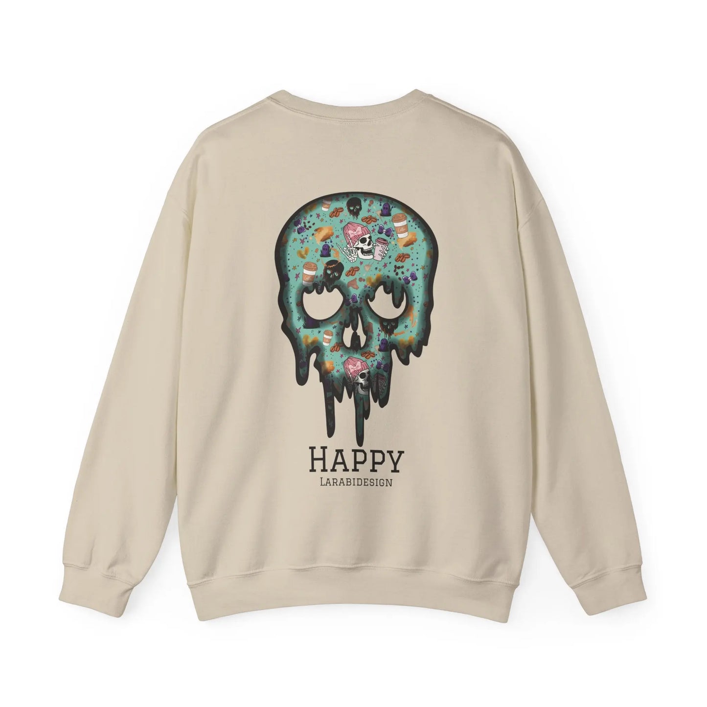 Halloween Totenkopf Pullover | Happy Halloween Sweater | Larabi Design | Schwarzer Skull Pullover | Cozy Oversize Sweatshirt | Skull Art | Herbst Outfit Printify