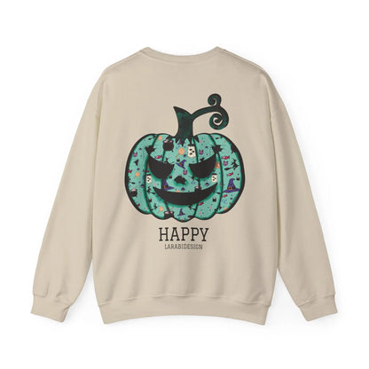 Halloween Sweatshirt | Türkiser Kürbis Pullover | Happy Halloween | Cozy Unisex Sweater | Larabi Design Printify