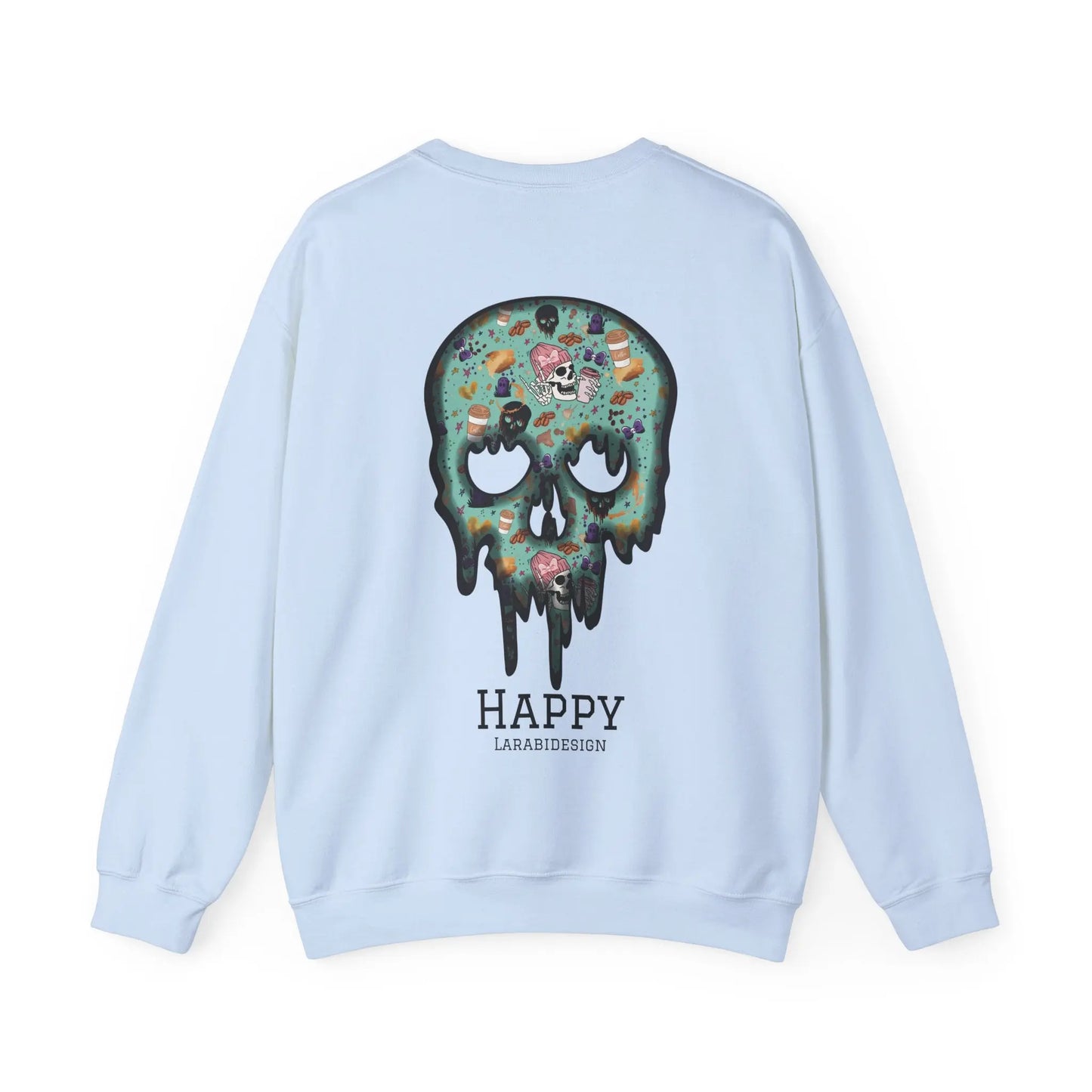 Halloween Totenkopf Pullover | Happy Halloween Sweater | Larabi Design | Schwarzer Skull Pullover | Cozy Oversize Sweatshirt | Skull Art | Herbst Outfit Printify