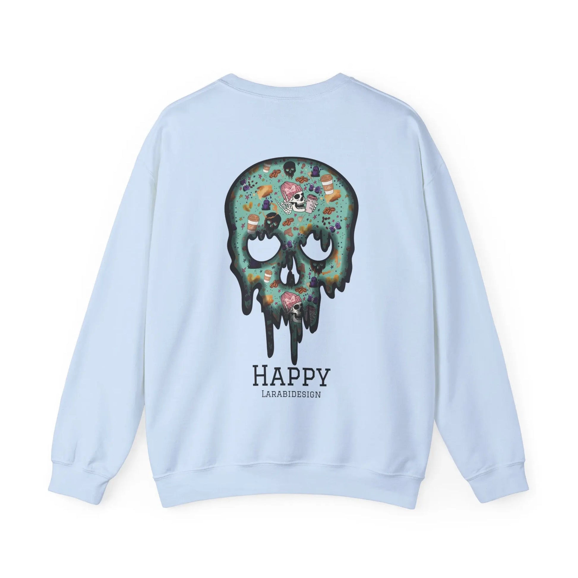 Halloween Totenkopf Pullover | Happy Halloween Sweater | Larabi Design | Schwarzer Skull Pullover | Cozy Oversize Sweatshirt | Skull Art | Herbst Outfit Printify