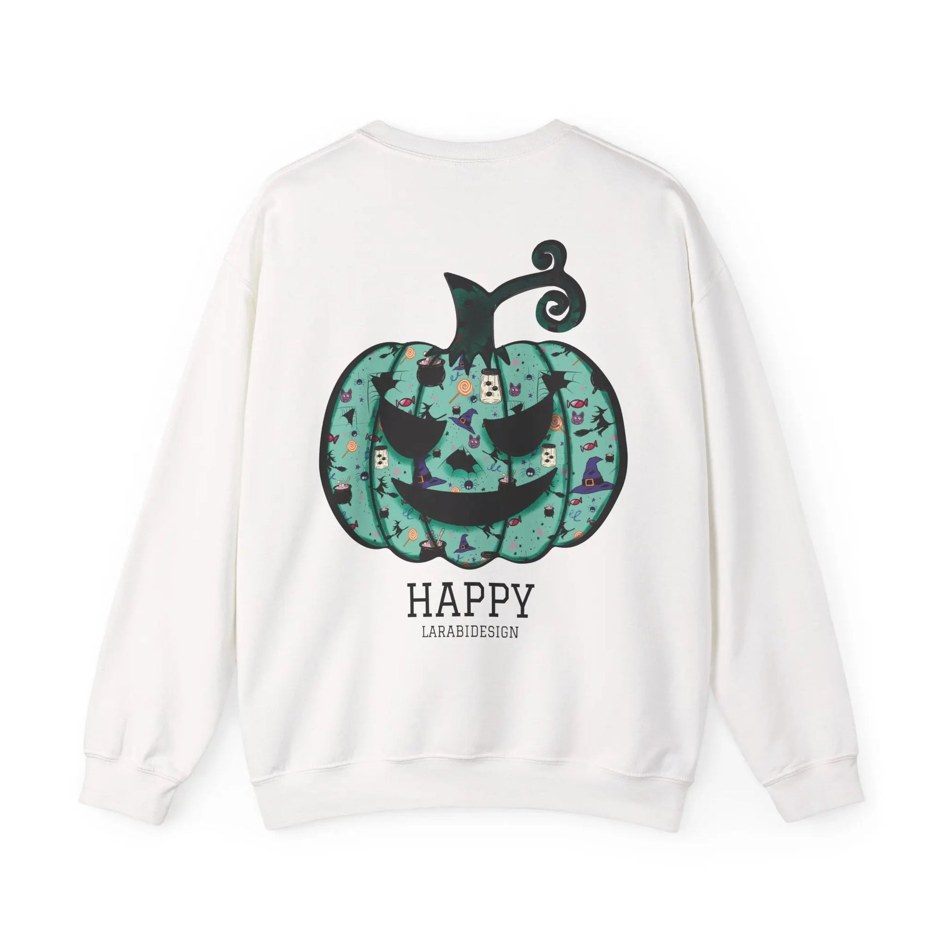 Halloween Sweatshirt | Türkiser Kürbis Pullover | Happy Halloween | Cozy Unisex Sweater | Larabi Design Printify