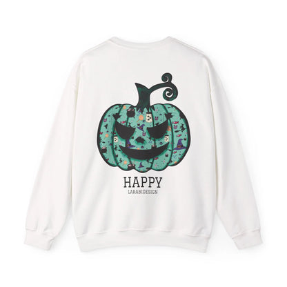 Halloween Sweatshirt | Türkiser Kürbis Pullover | Happy Halloween | Cozy Unisex Sweater | Larabi Design Printify