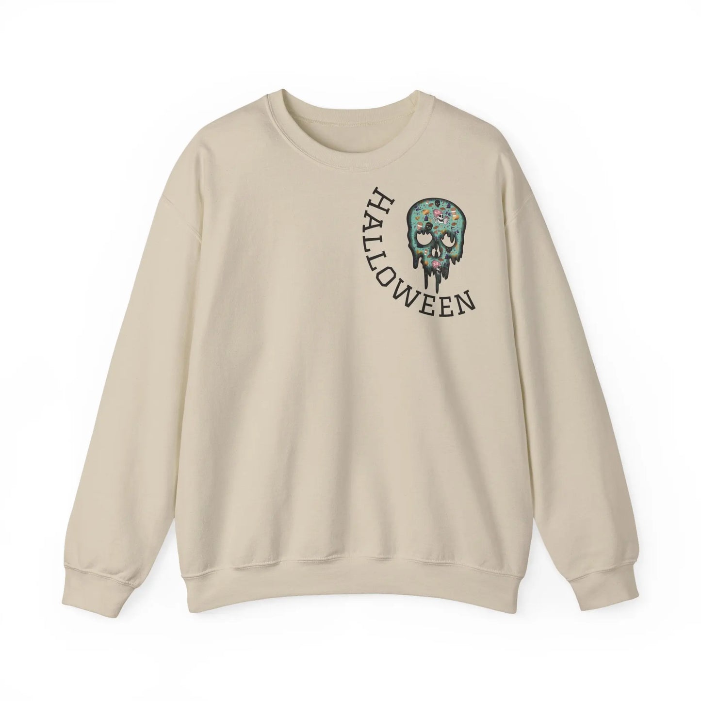 Halloween Totenkopf Pullover | Happy Halloween Sweater | Larabi Design | Schwarzer Skull Pullover | Cozy Oversize Sweatshirt | Skull Art | Herbst Outfit Printify
