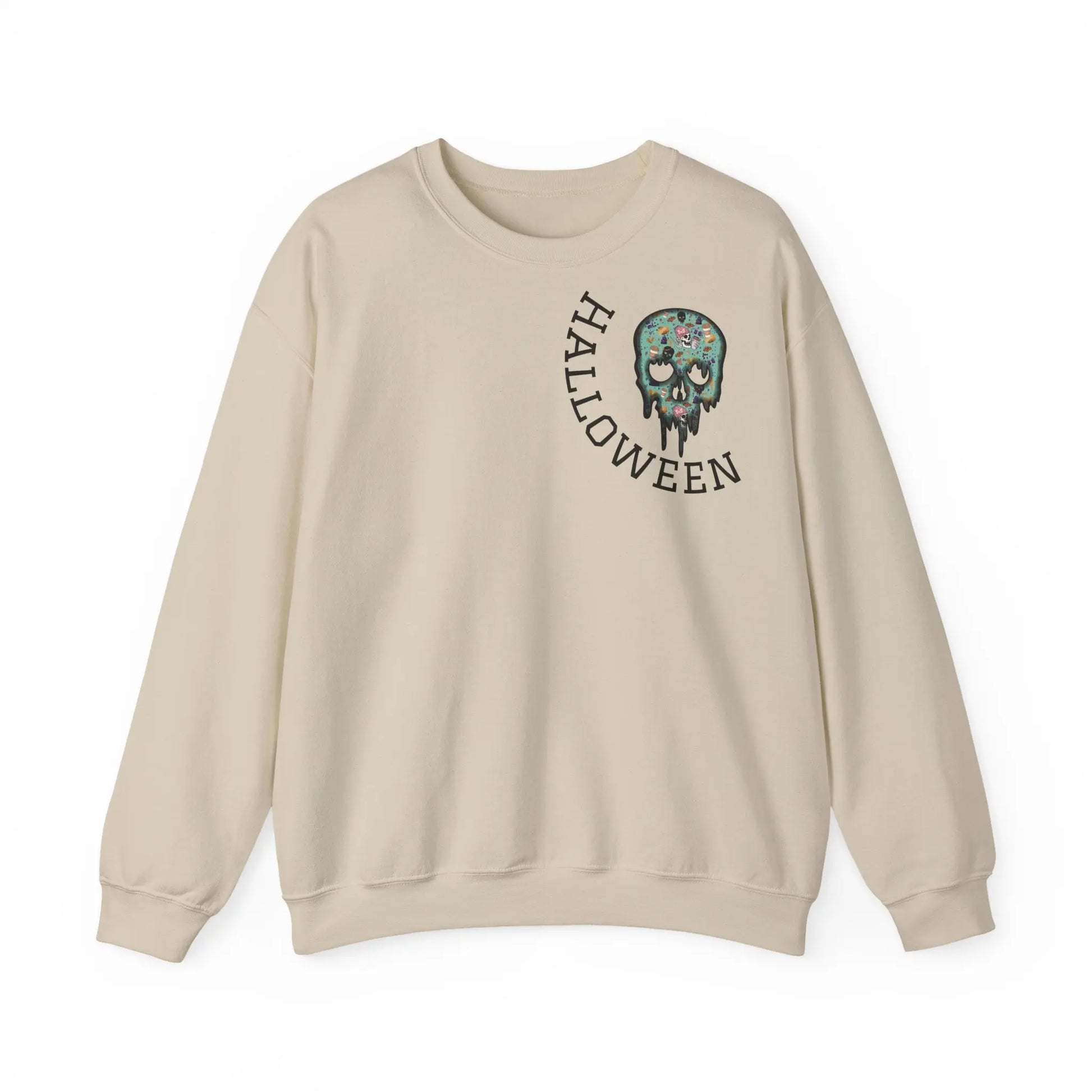 Halloween Totenkopf Pullover | Happy Halloween Sweater | Larabi Design | Schwarzer Skull Pullover | Cozy Oversize Sweatshirt | Skull Art | Herbst Outfit Printify