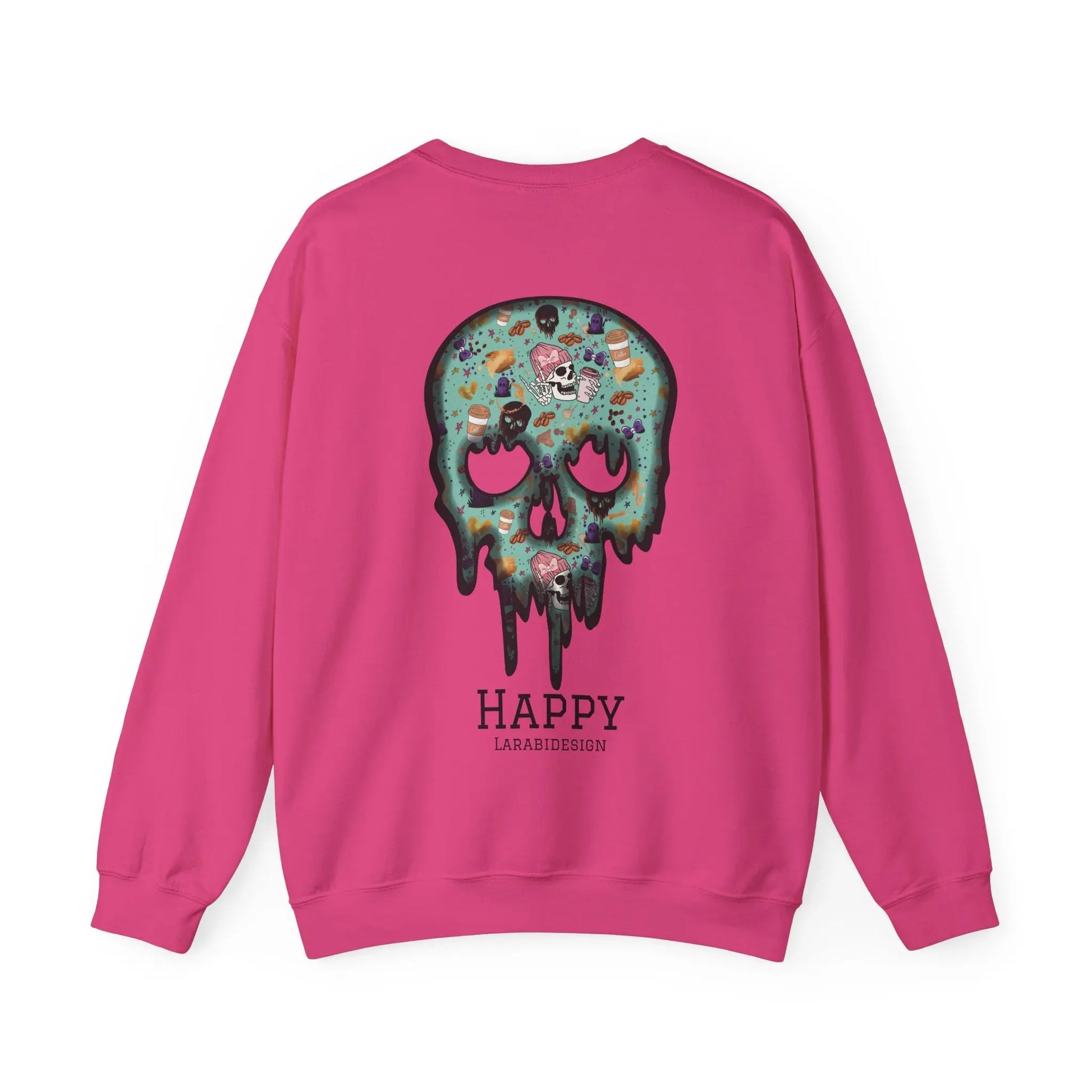 Halloween Totenkopf Pullover | Happy Halloween Sweater | Larabi Design | Schwarzer Skull Pullover | Cozy Oversize Sweatshirt | Skull Art | Herbst Outfit Printify