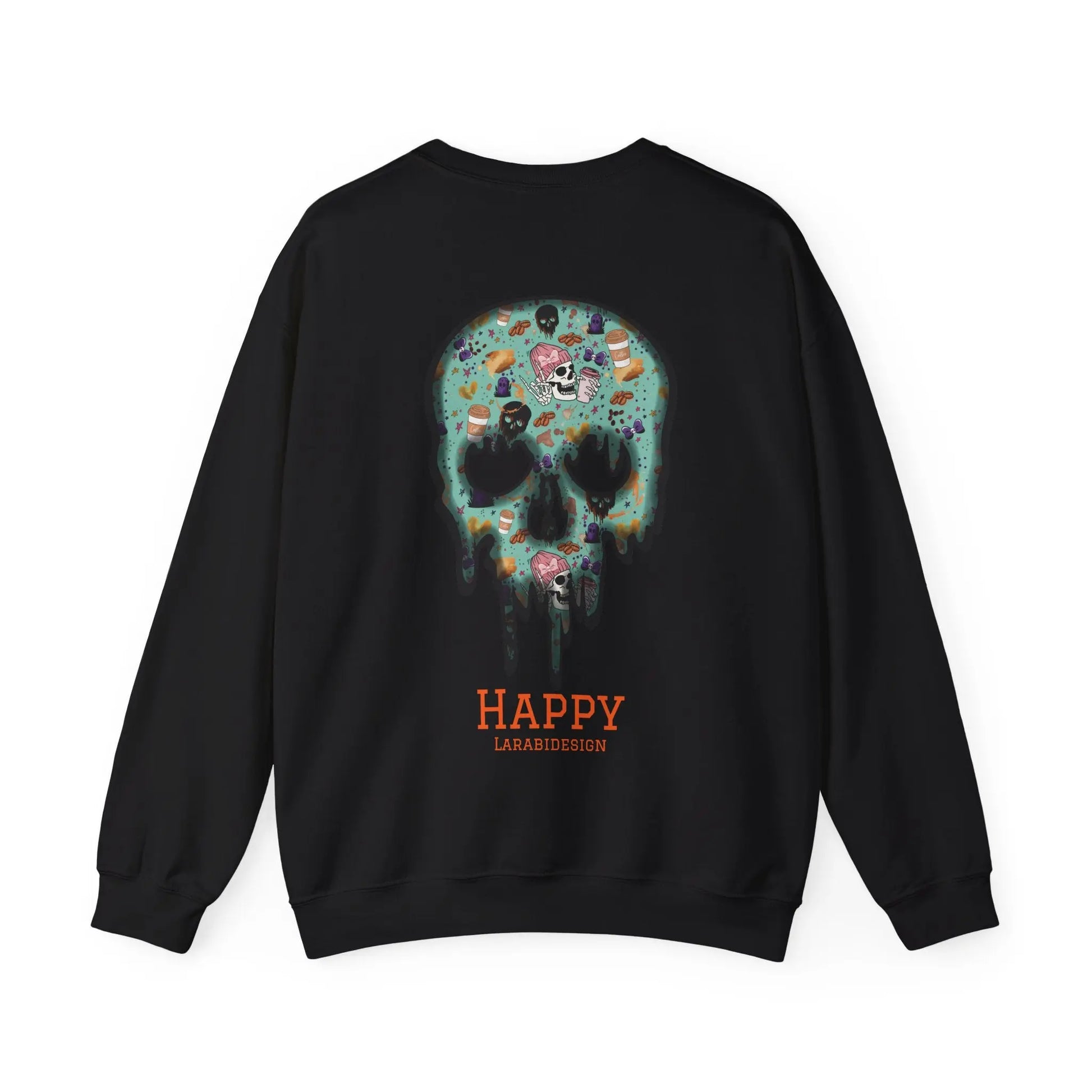 Halloween Totenkopf Pullover | Happy Halloween Sweater | Larabi Design | Schwarzer Skull Pullover | Cozy Oversize Sweatshirt | Skull Art | Herbst Outfit Printify