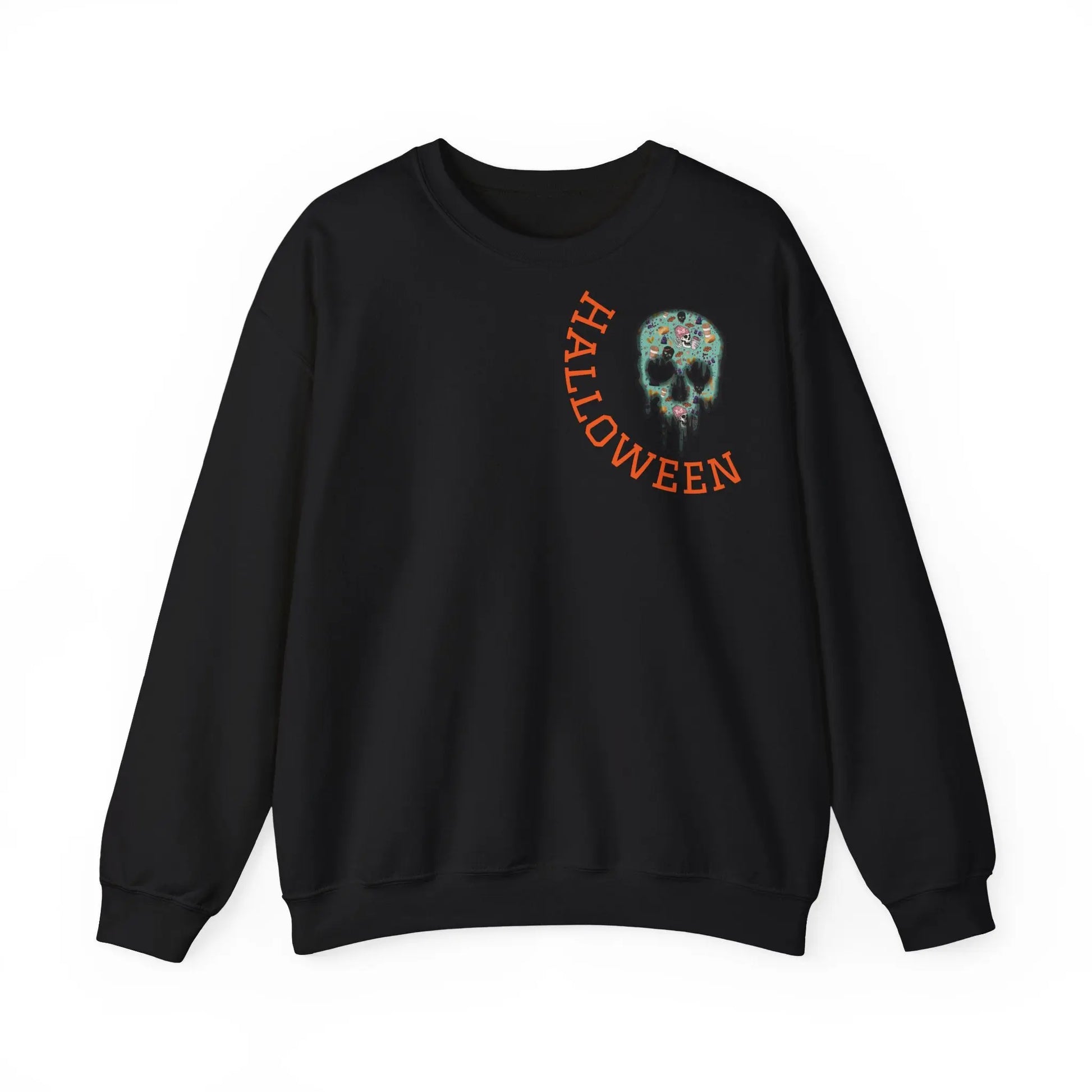 Halloween Totenkopf Pullover | Happy Halloween Sweater | Larabi Design | Schwarzer Skull Pullover | Cozy Oversize Sweatshirt | Skull Art | Herbst Outfit Printify