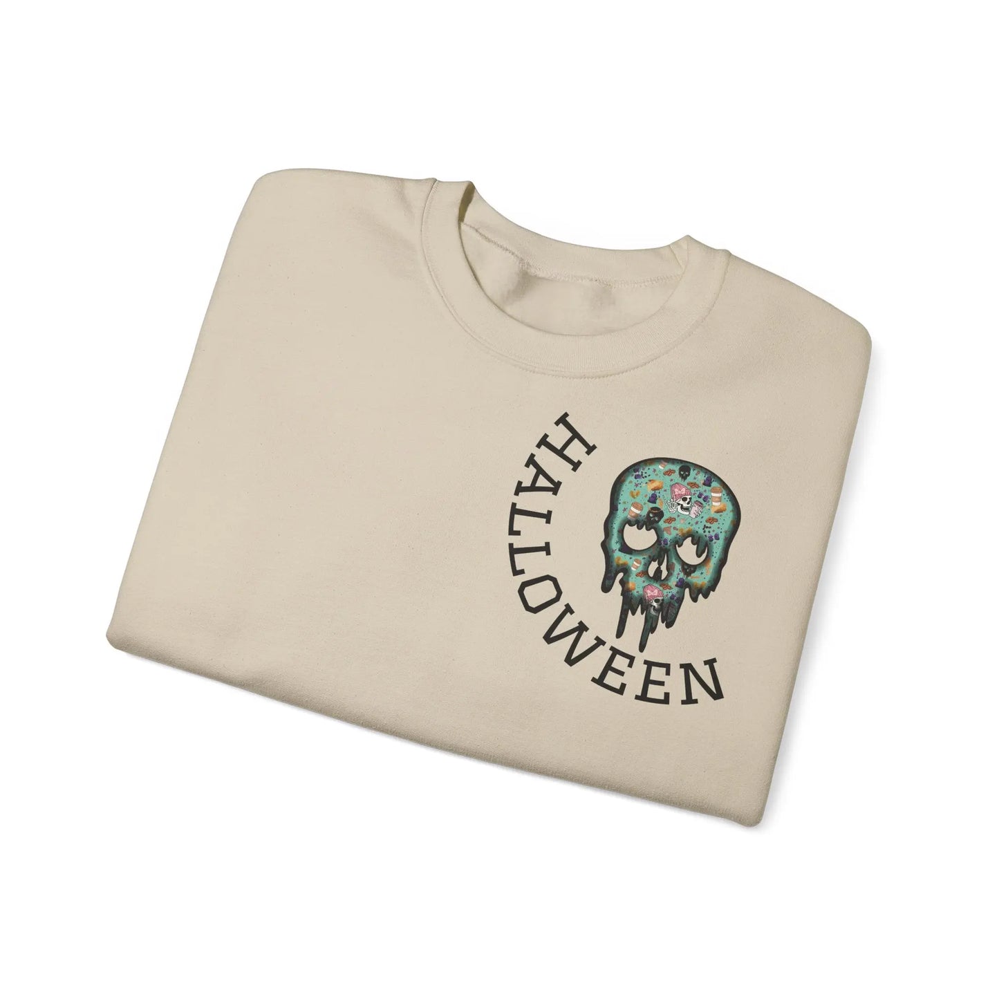 Halloween Totenkopf Pullover | Happy Halloween Sweater | Larabi Design | Schwarzer Skull Pullover | Cozy Oversize Sweatshirt | Skull Art | Herbst Outfit Printify