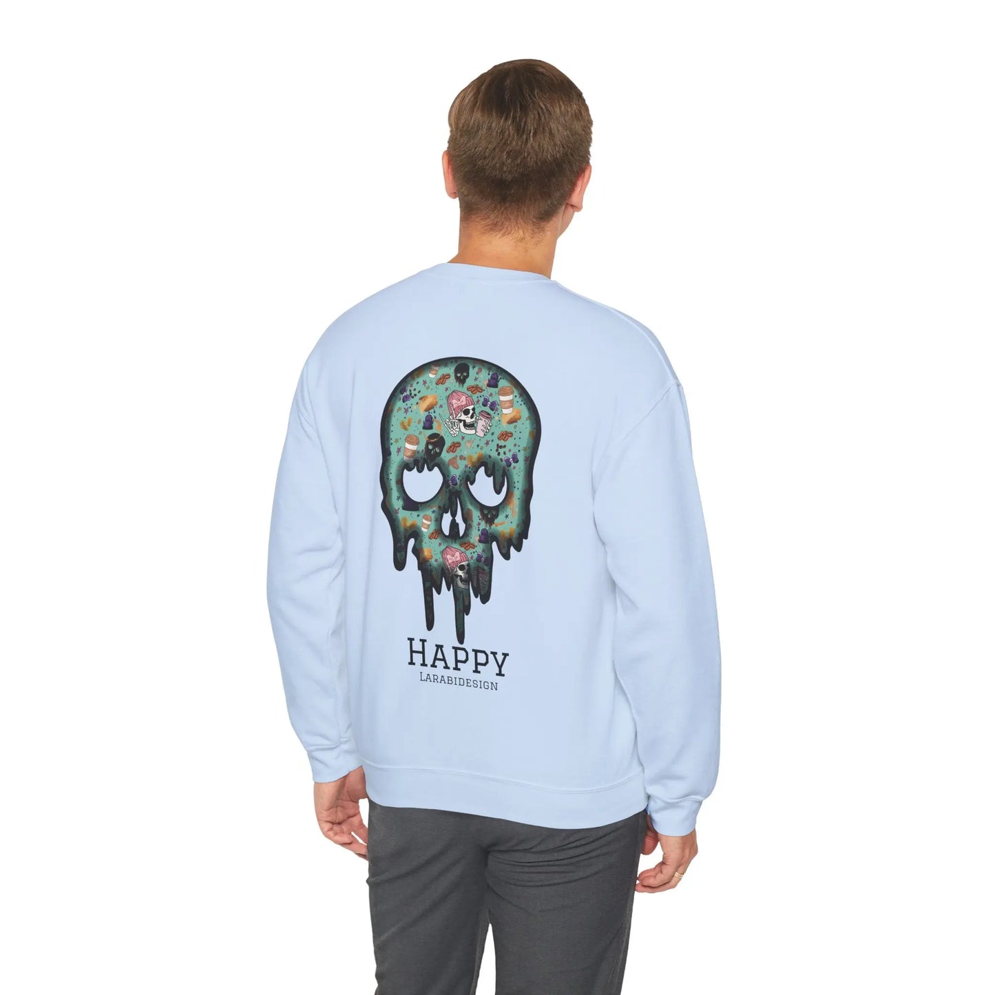 Halloween Totenkopf Pullover | Happy Halloween Sweater | Larabi Design | Schwarzer Skull Pullover | Cozy Oversize Sweatshirt | Skull Art | Herbst Outfit Printify