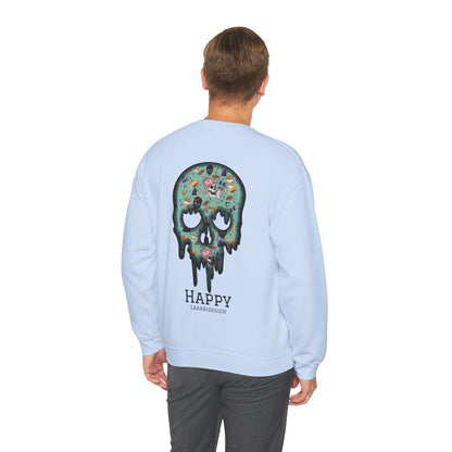 Halloween Totenkopf Pullover | Happy Halloween Sweater | Larabi Design | Schwarzer Skull Pullover | Cozy Oversize Sweatshirt | Skull Art | Herbst Outfit Printify