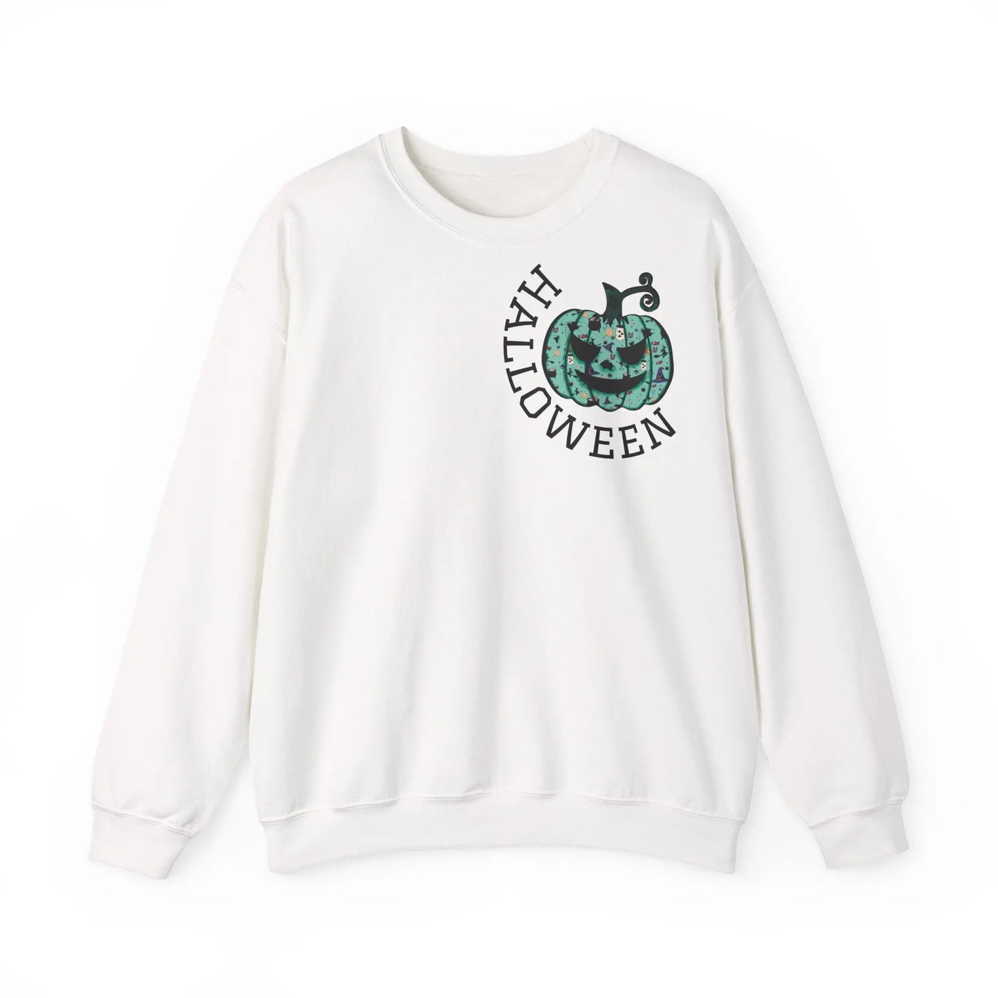 Halloween Sweatshirt | Türkiser Kürbis Pullover | Happy Halloween | Cozy Unisex Sweater | Larabi Design Printify