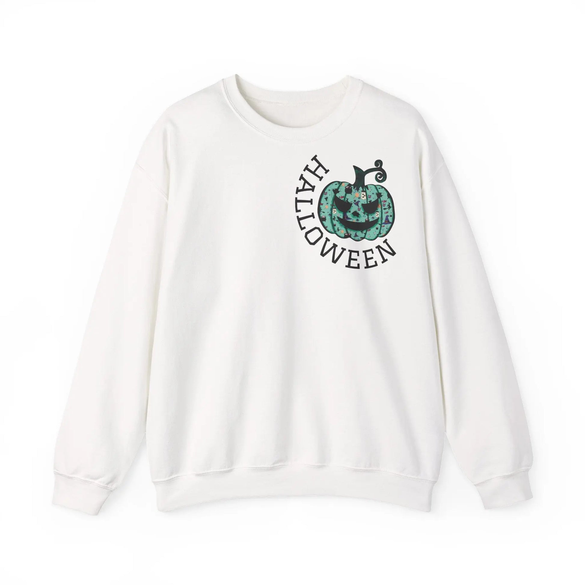 Halloween Sweatshirt | Türkiser Kürbis Pullover | Happy Halloween | Cozy Unisex Sweater | Larabi Design Printify