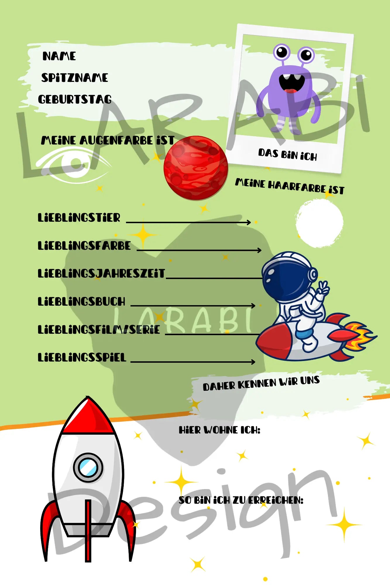 Freundebuch Weltraum | Freundealbum für Kinder | Astronauten & Planeten | Geschenk für Jungen & Mädchen | Freundebuch Schule & Kindergarten - LARABI