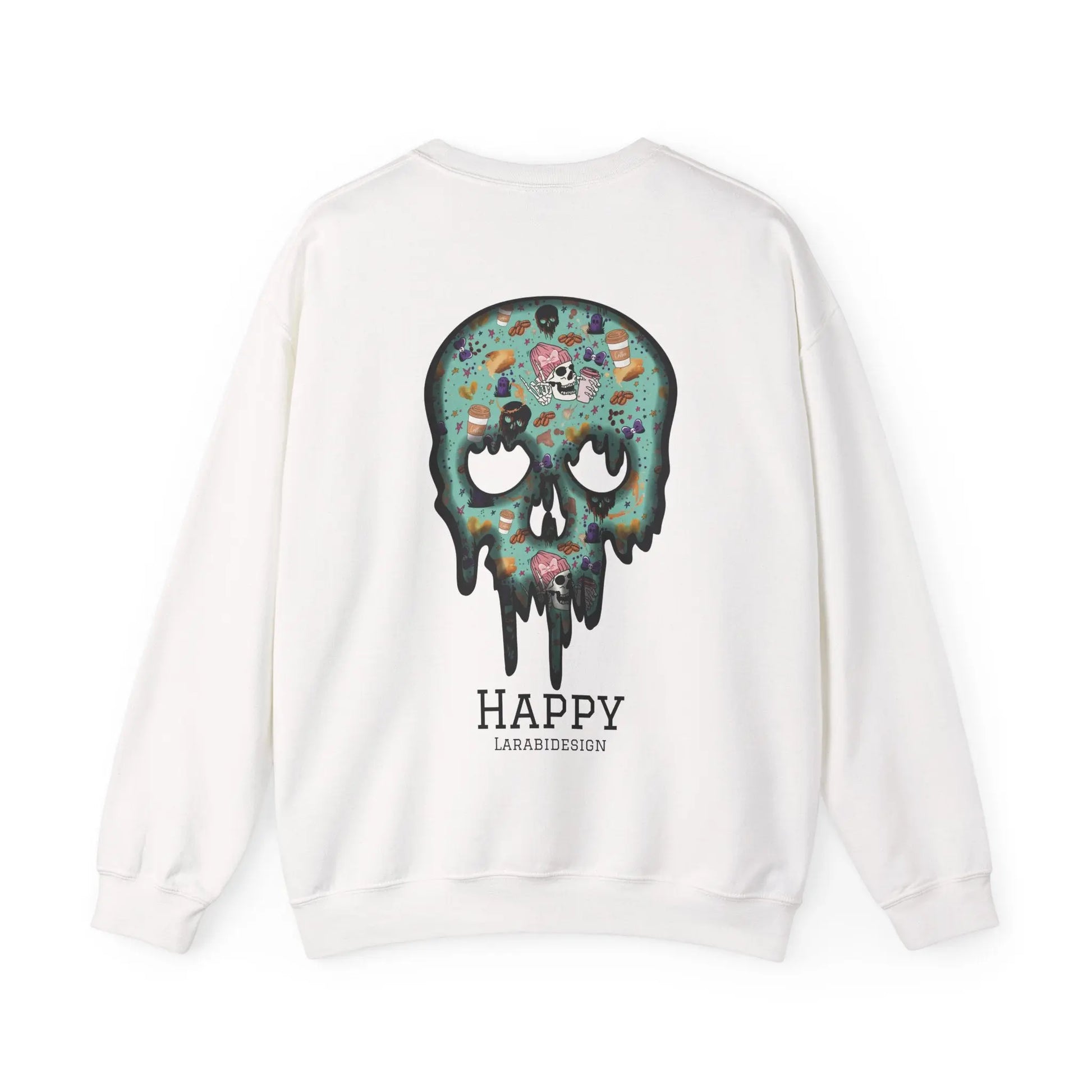 Halloween Totenkopf Pullover | Happy Halloween Sweater | Larabi Design | Schwarzer Skull Pullover | Cozy Oversize Sweatshirt | Skull Art | Herbst Outfit Printify