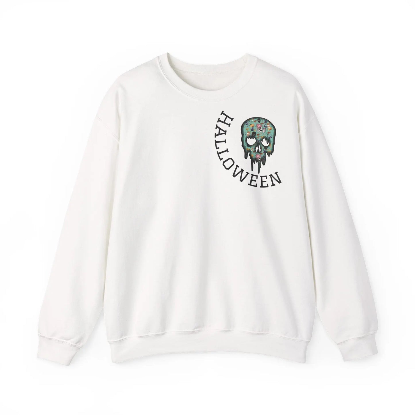 Halloween Totenkopf Pullover | Happy Halloween Sweater | Larabi Design | Schwarzer Skull Pullover | Cozy Oversize Sweatshirt | Skull Art | Herbst Outfit Printify