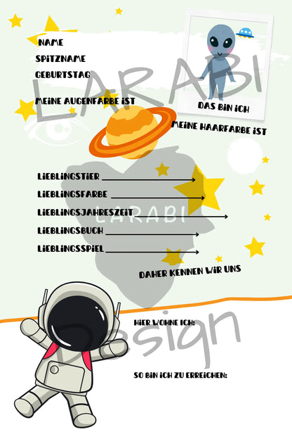 Freundebuch Weltraum | Freundealbum für Kinder | Astronauten & Planeten | Geschenk für Jungen & Mädchen | Freundebuch Schule & Kindergarten - LARABI