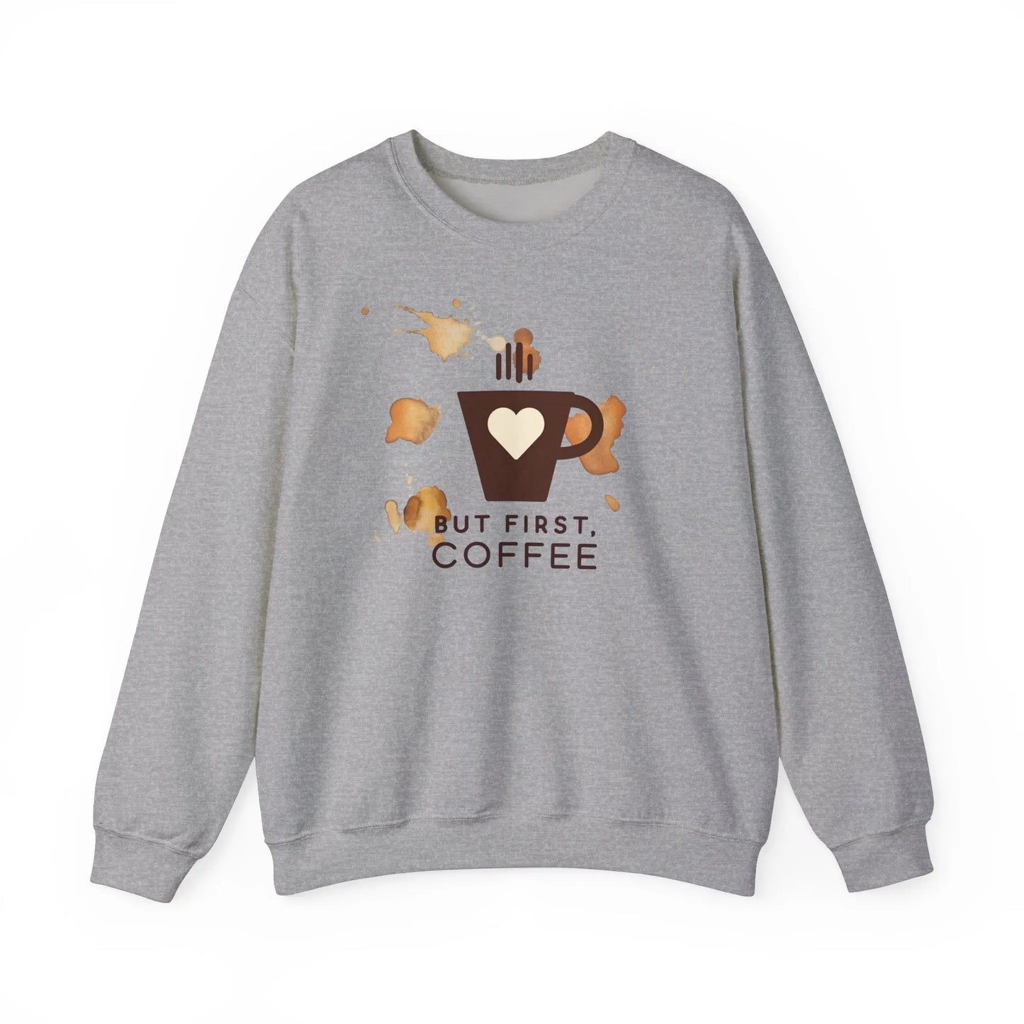 Copy of But First Coffee | Unisex Sweater -o XO HERZ XO - Single Design Front | Liebe | Kaffeefleck Pullover | Herz Pulli | Jumper Printify