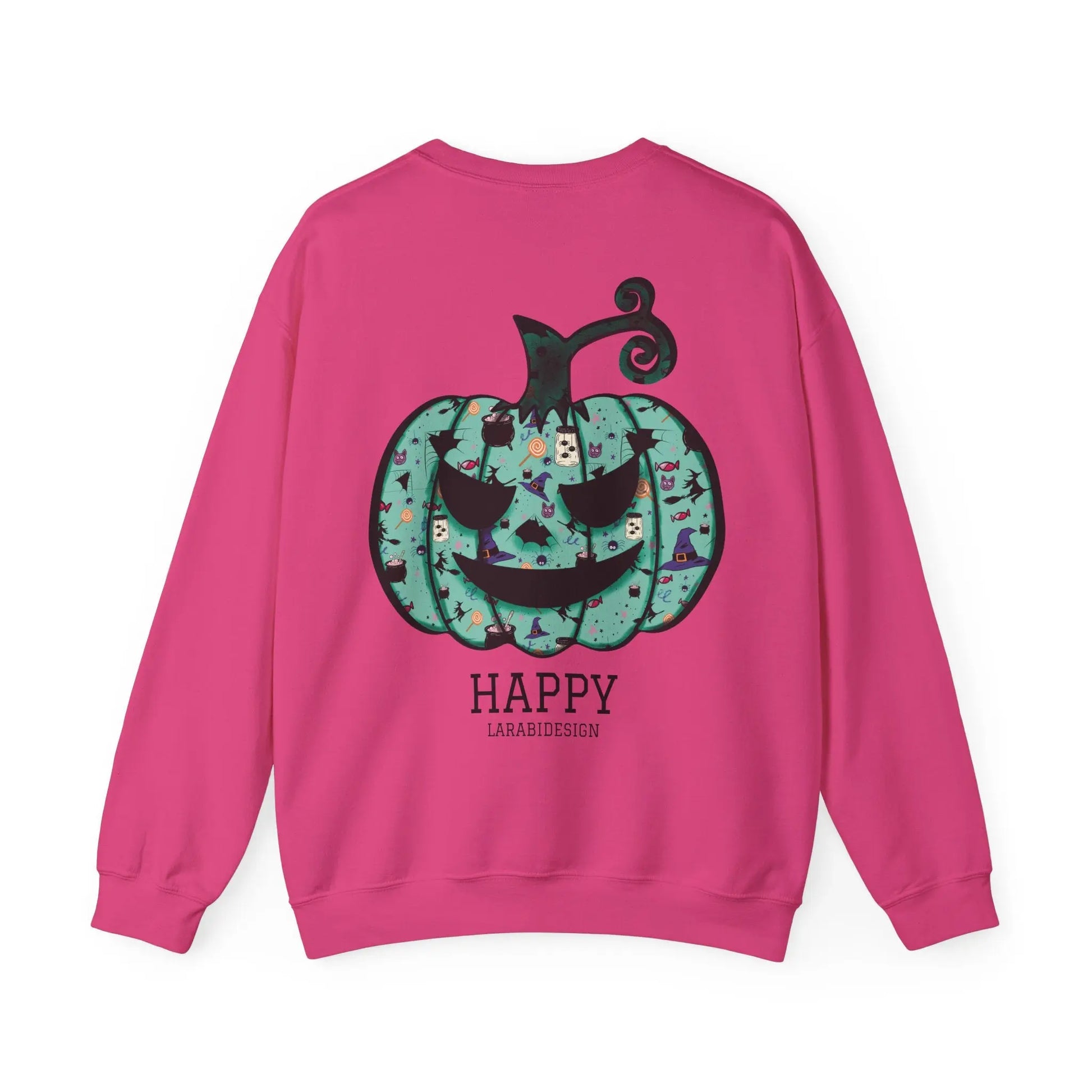Halloween Sweatshirt | Türkiser Kürbis Pullover | Happy Halloween | Cozy Unisex Sweater | Larabi Design Printify