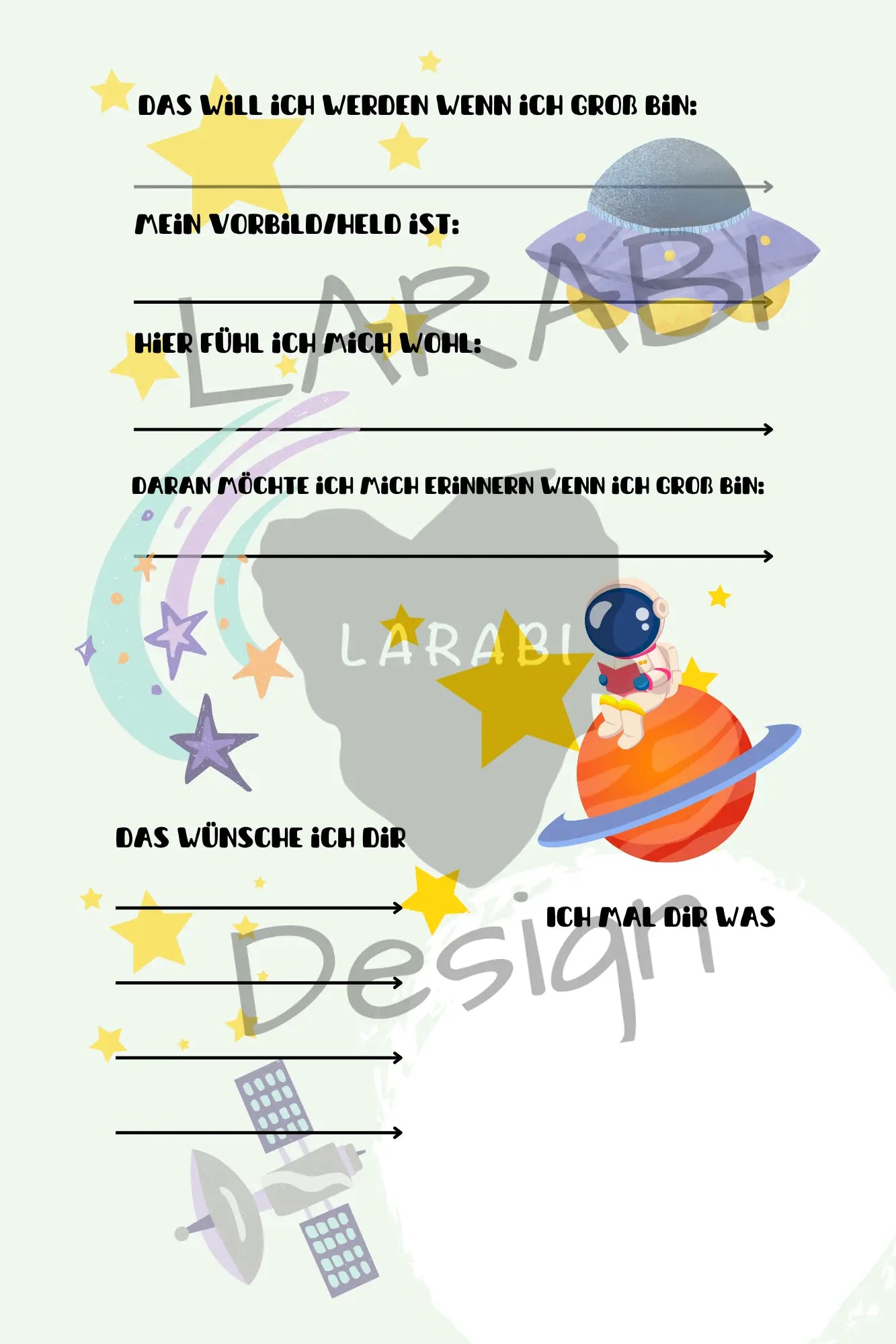 Freundebuch Weltraum | Freundealbum für Kinder | Astronauten & Planeten | Geschenk für Jungen & Mädchen | Freundebuch Schule & Kindergarten - LARABI