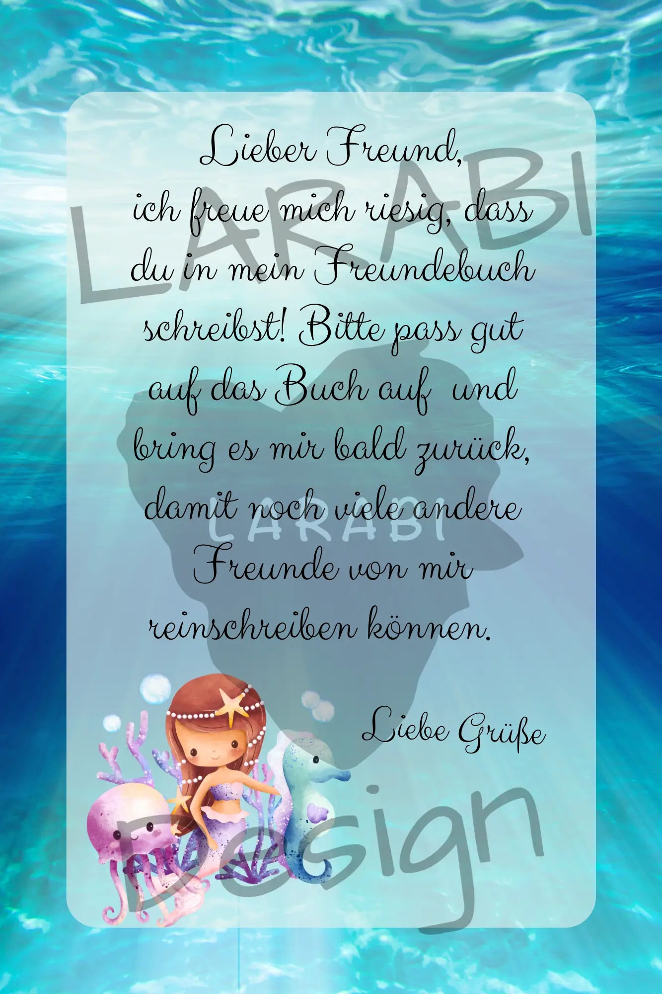 Freundebuch Meerjungfrauen | Freundealbum für Kinder | Unterwasserwelt & Glitzer | Geschenk für Mädchen | Freundebuch Schule & Kindergarten - LARABI