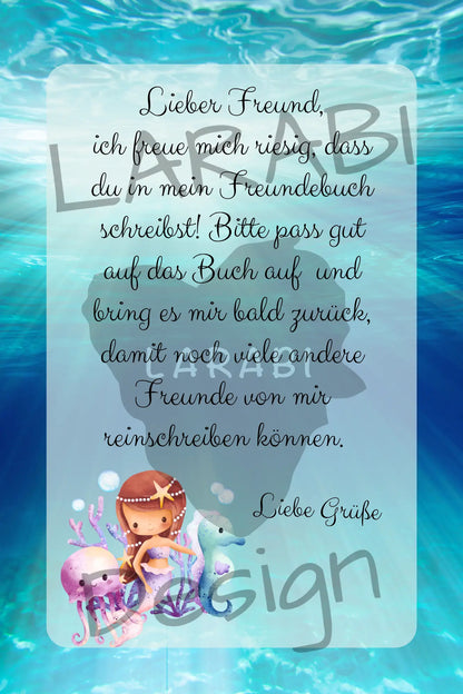 Freundebuch Meerjungfrauen | Freundealbum für Kinder | Unterwasserwelt & Glitzer | Geschenk für Mädchen | Freundebuch Schule & Kindergarten - LARABI