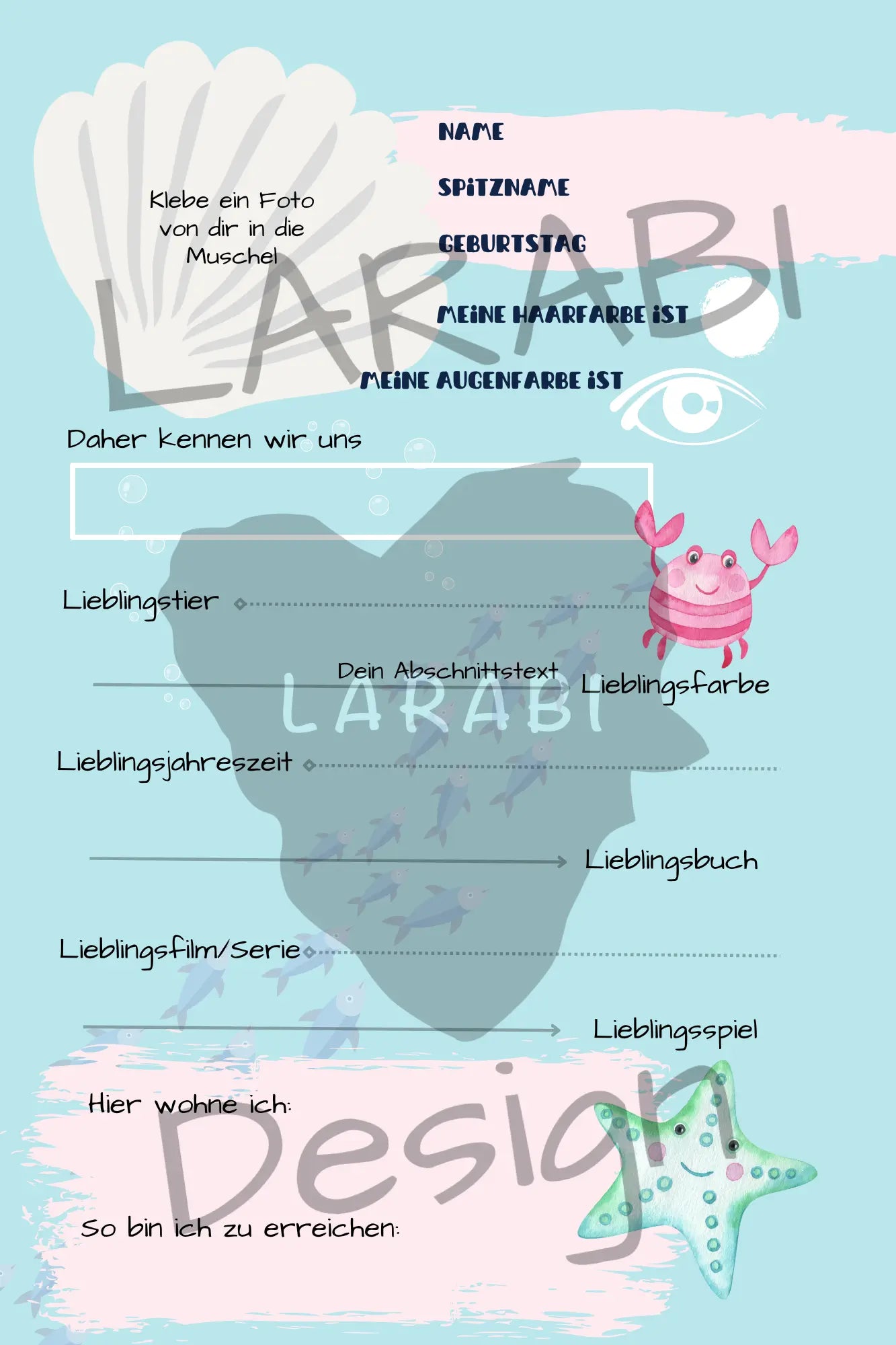 Freundebuch Meerjungfrauen | Freundealbum für Kinder | Unterwasserwelt & Glitzer | Geschenk für Mädchen | Freundebuch Schule & Kindergarten - LARABI