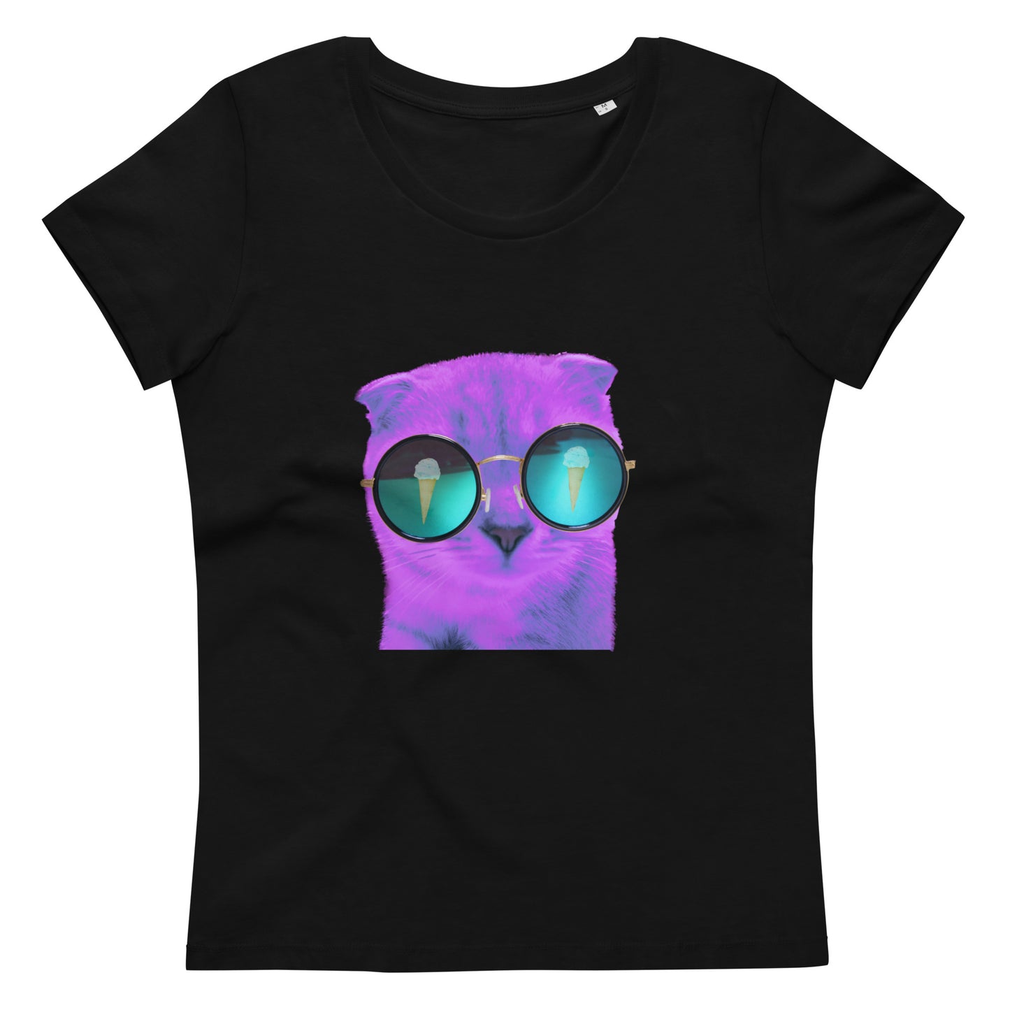 Enganliegendes T-Shirt Katze Lila