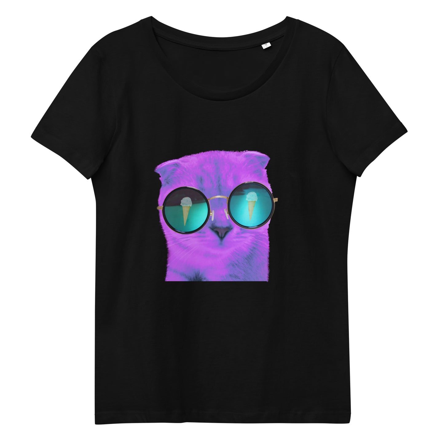 Enganliegendes T-Shirt Katze Lila