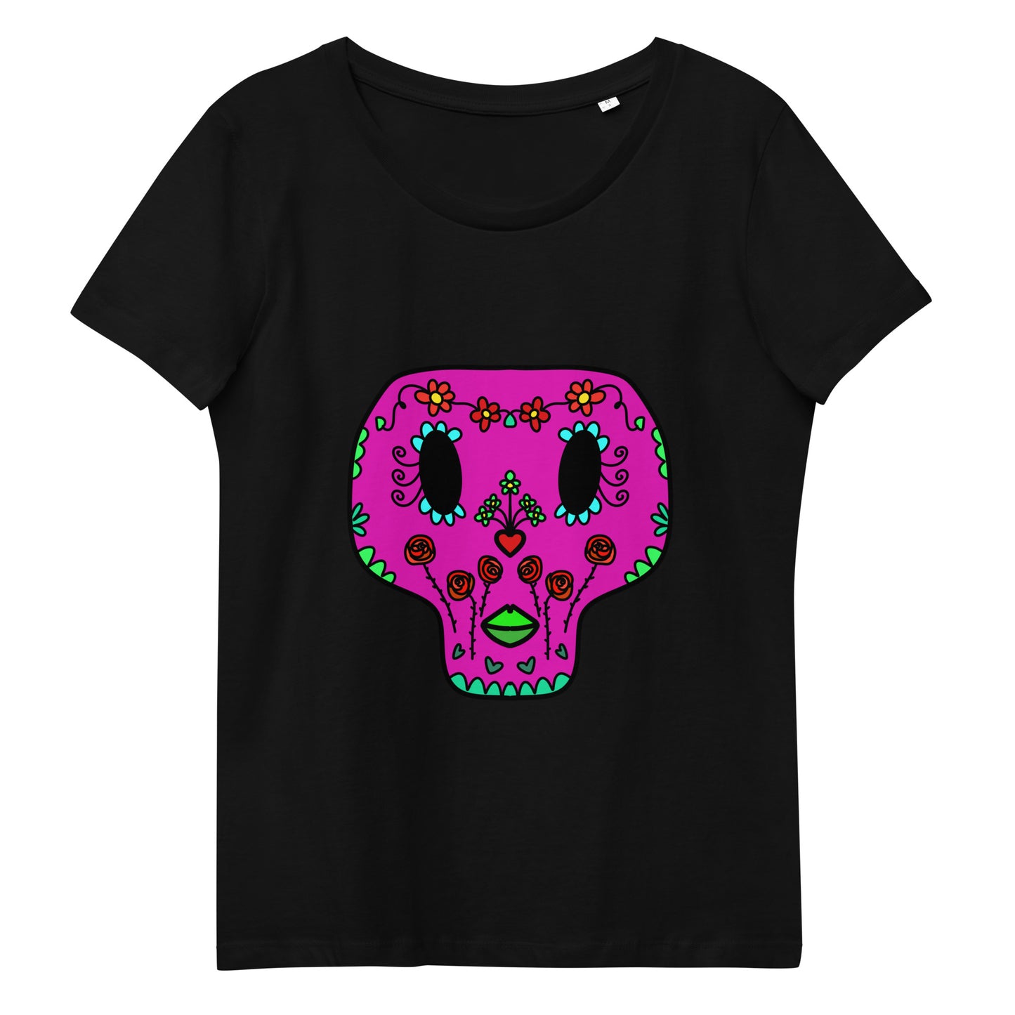 Enganliegendes T-Shirt Totenkopf Maria