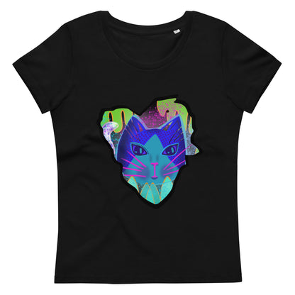 Enganliegendes T-Shirt Katze Logo