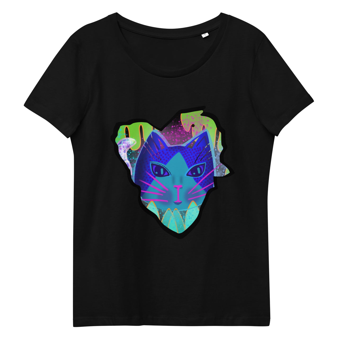 Enganliegendes T-Shirt Katze Logo