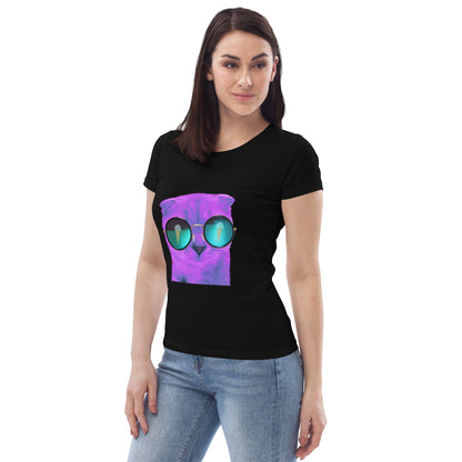 Enganliegendes T-Shirt Katze Lila