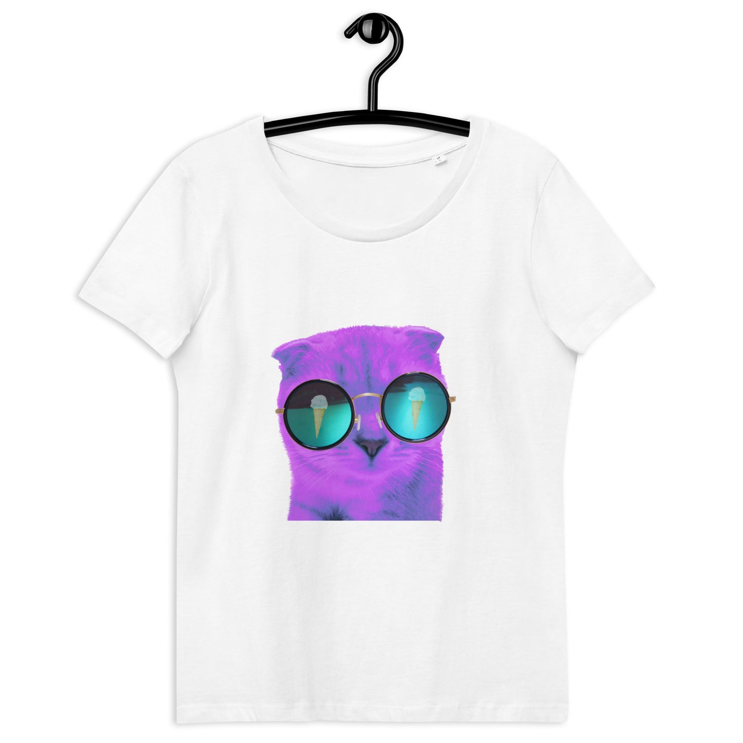 Enganliegendes T-Shirt Katze Lila