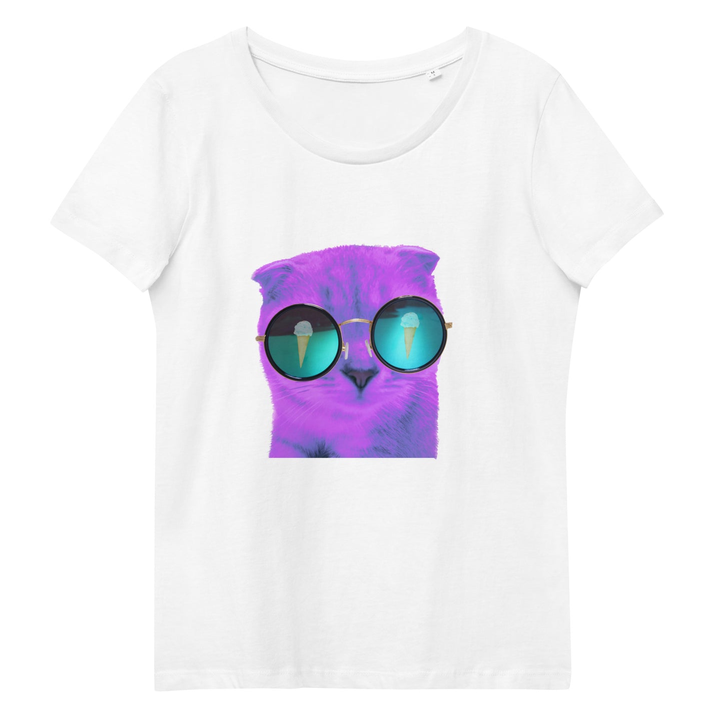 Enganliegendes T-Shirt Katze Lila