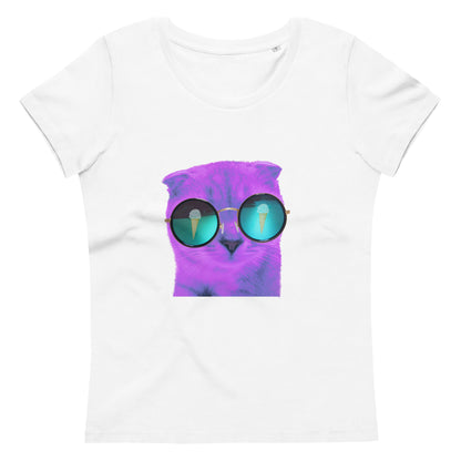 Enganliegendes T-Shirt Katze Lila